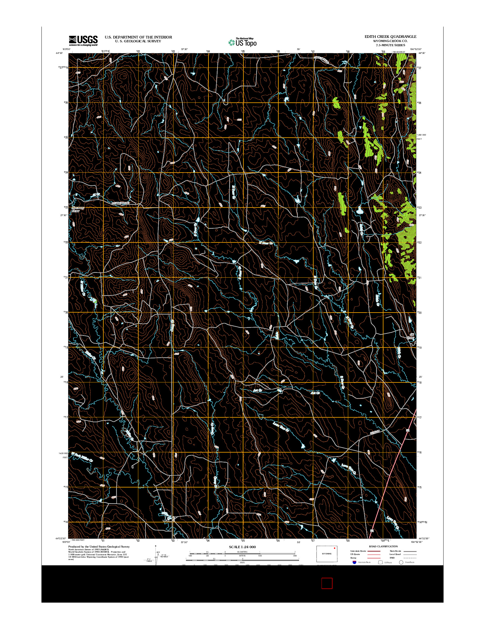 USGS US TOPO 7.5-MINUTE MAP FOR EDITH CREEK, WY 2012