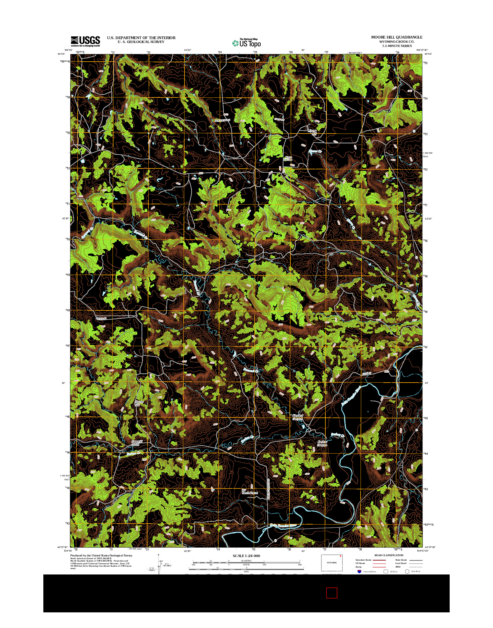 USGS US TOPO 7.5-MINUTE MAP FOR MOORE HILL, WY 2012