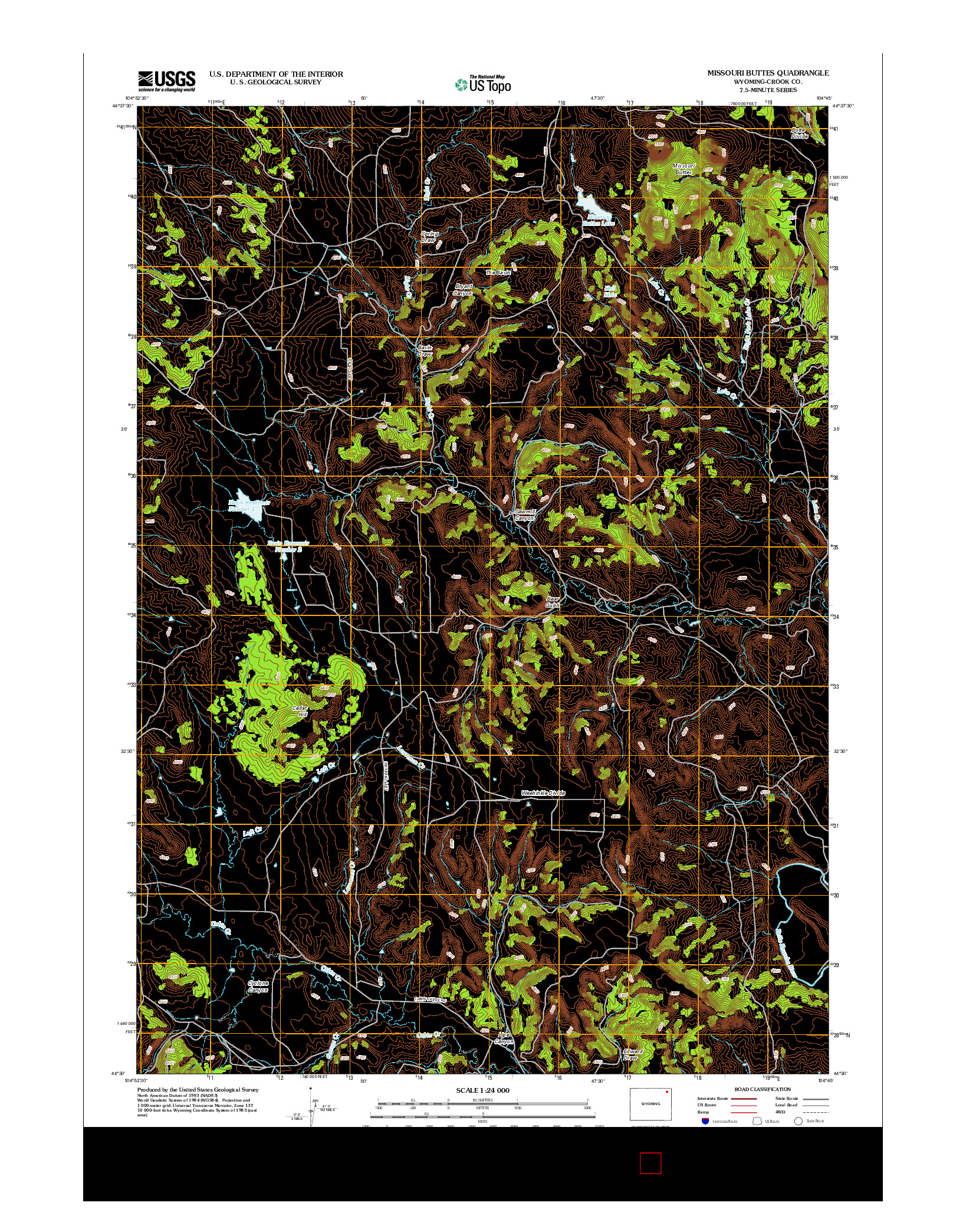 USGS US TOPO 7.5-MINUTE MAP FOR MISSOURI BUTTES, WY 2012