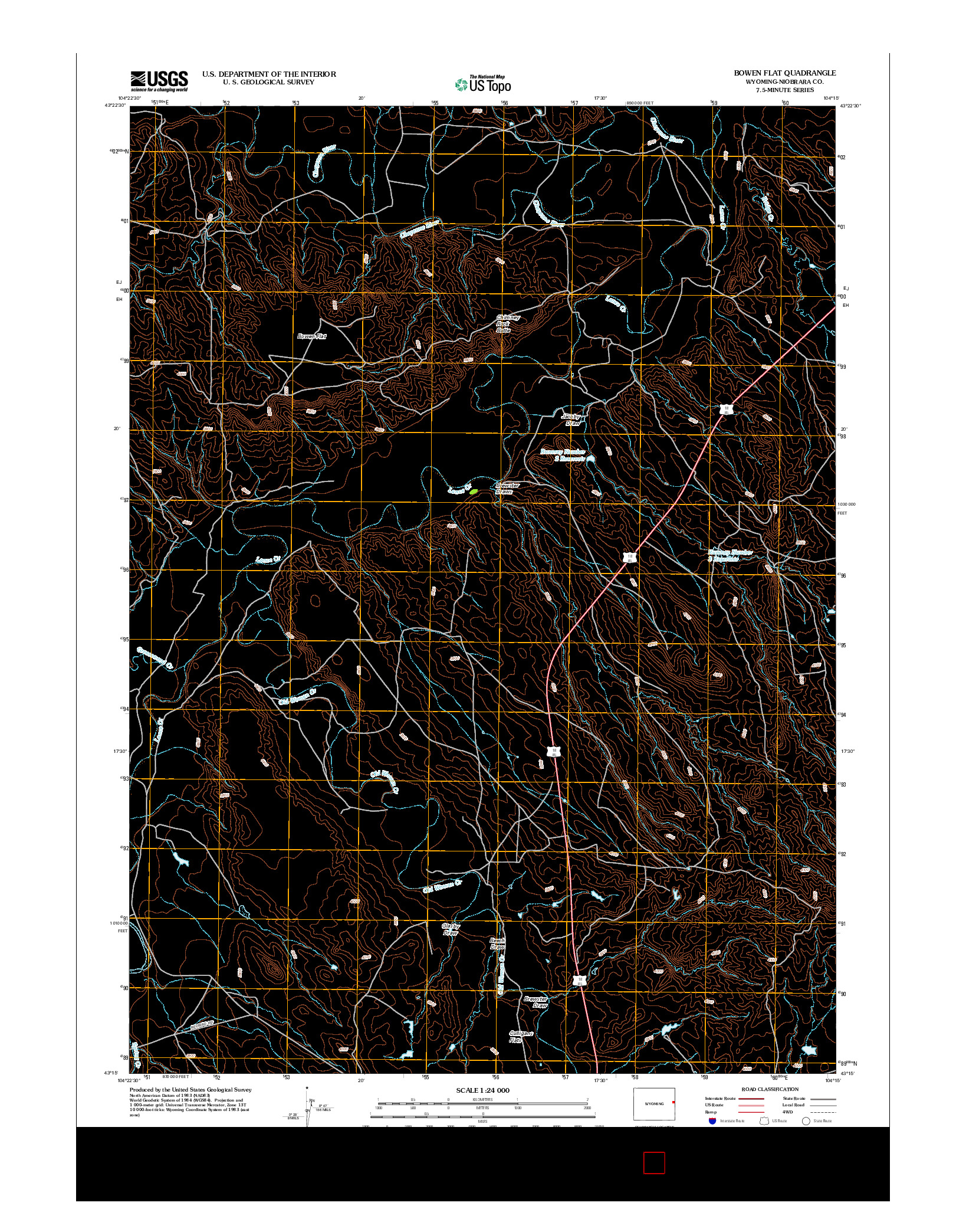 USGS US TOPO 7.5-MINUTE MAP FOR BOWEN FLAT, WY 2012