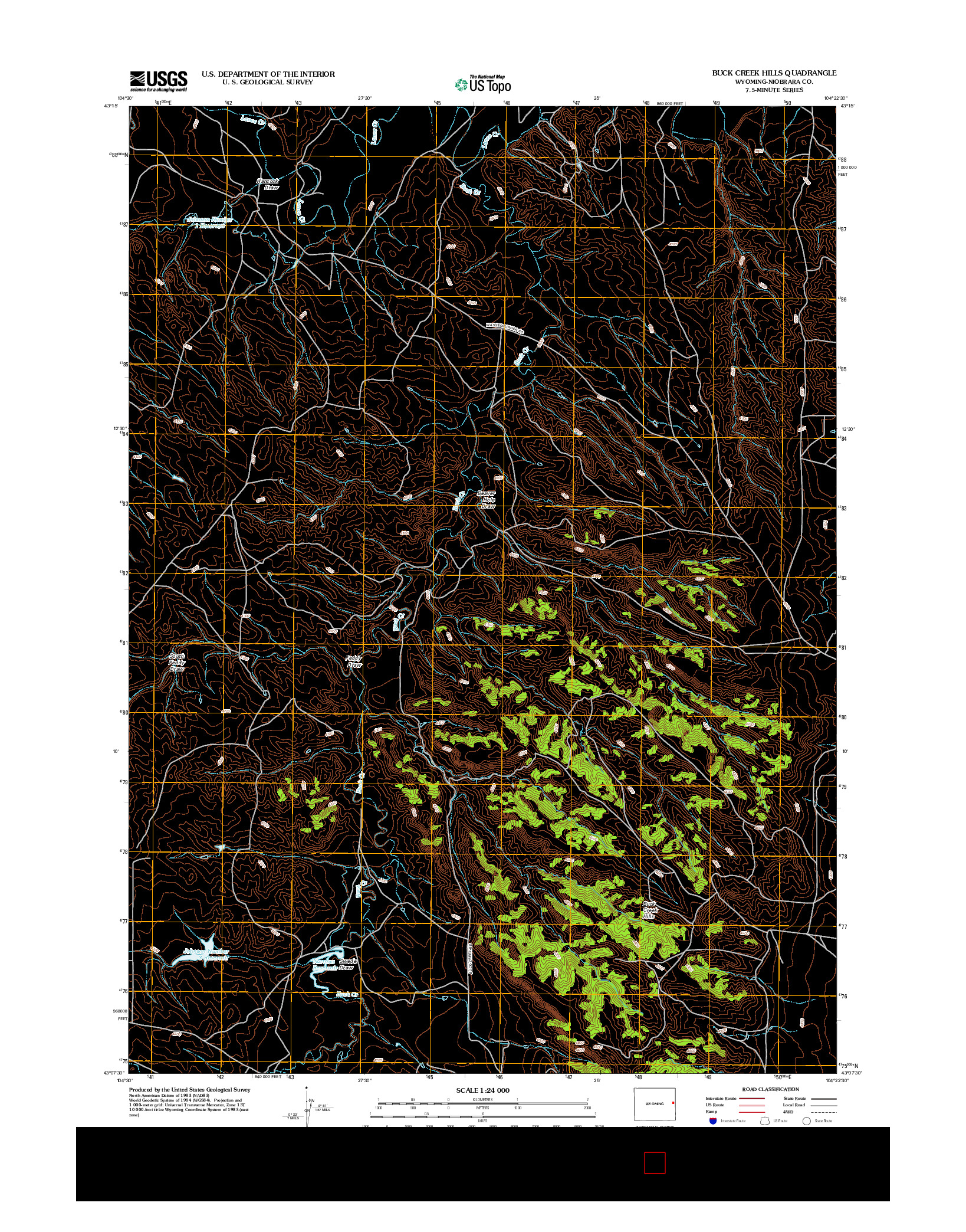 USGS US TOPO 7.5-MINUTE MAP FOR BUCK CREEK HILLS, WY 2012