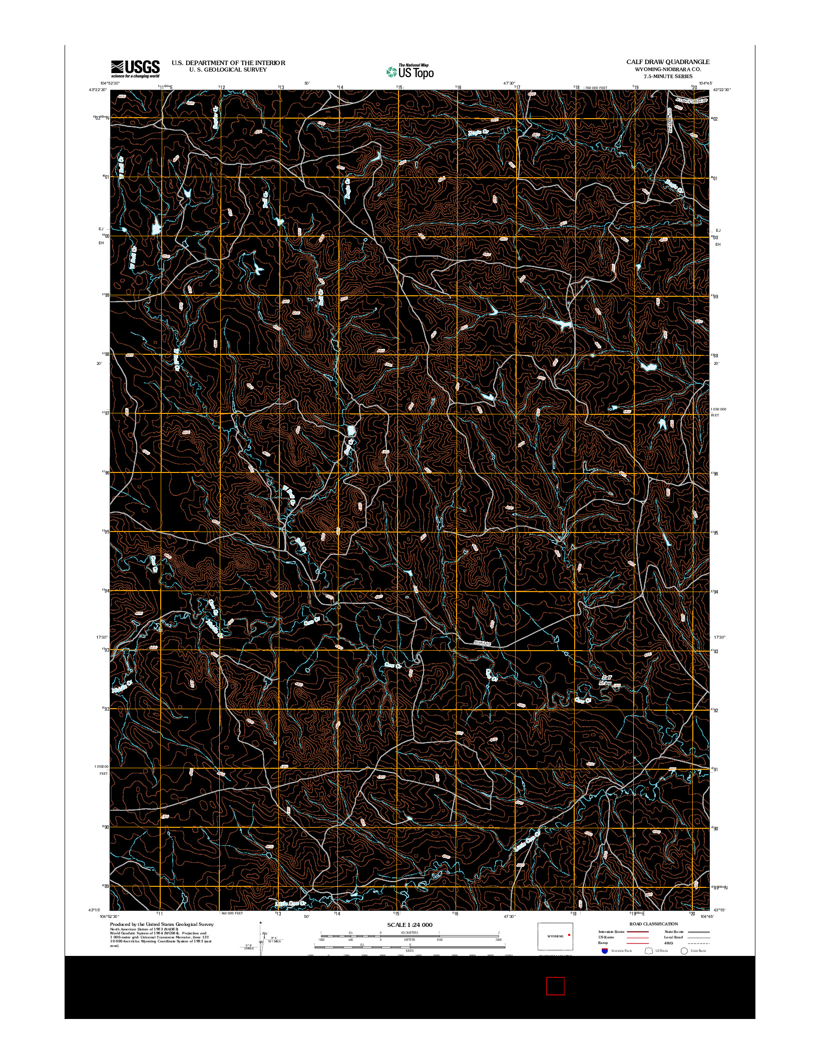 USGS US TOPO 7.5-MINUTE MAP FOR CALF DRAW, WY 2012