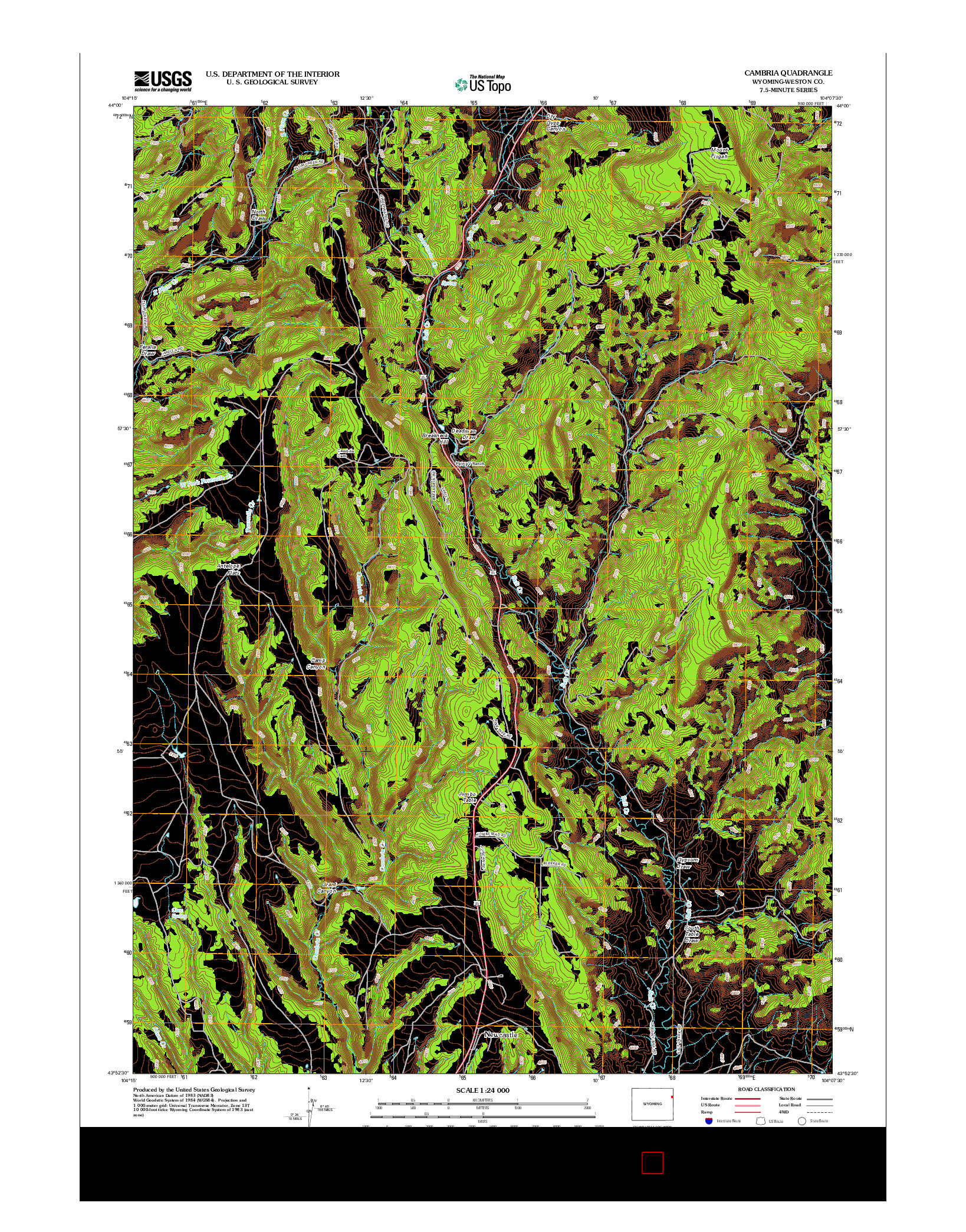 USGS US TOPO 7.5-MINUTE MAP FOR CAMBRIA, WY 2012