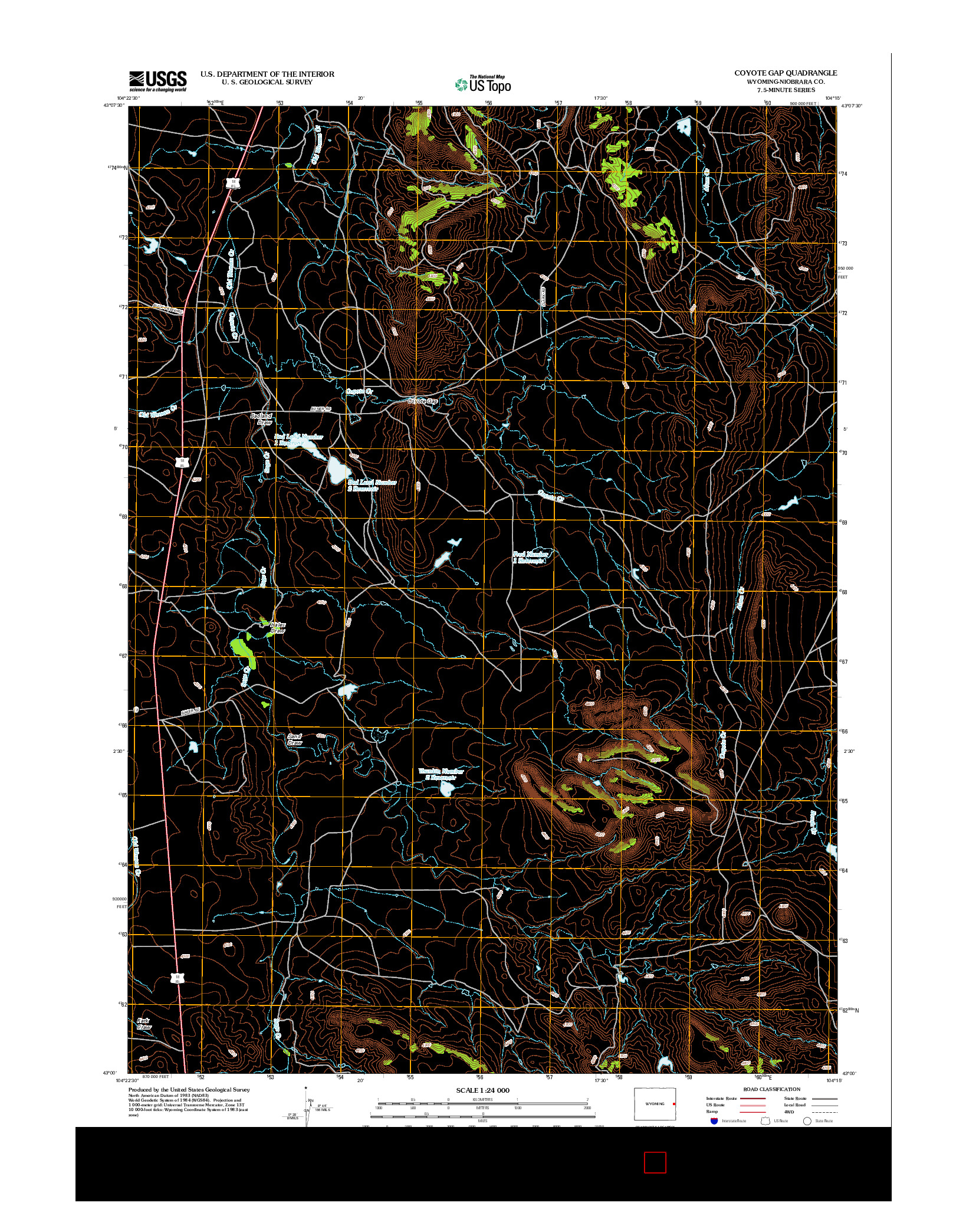 USGS US TOPO 7.5-MINUTE MAP FOR COYOTE GAP, WY 2012