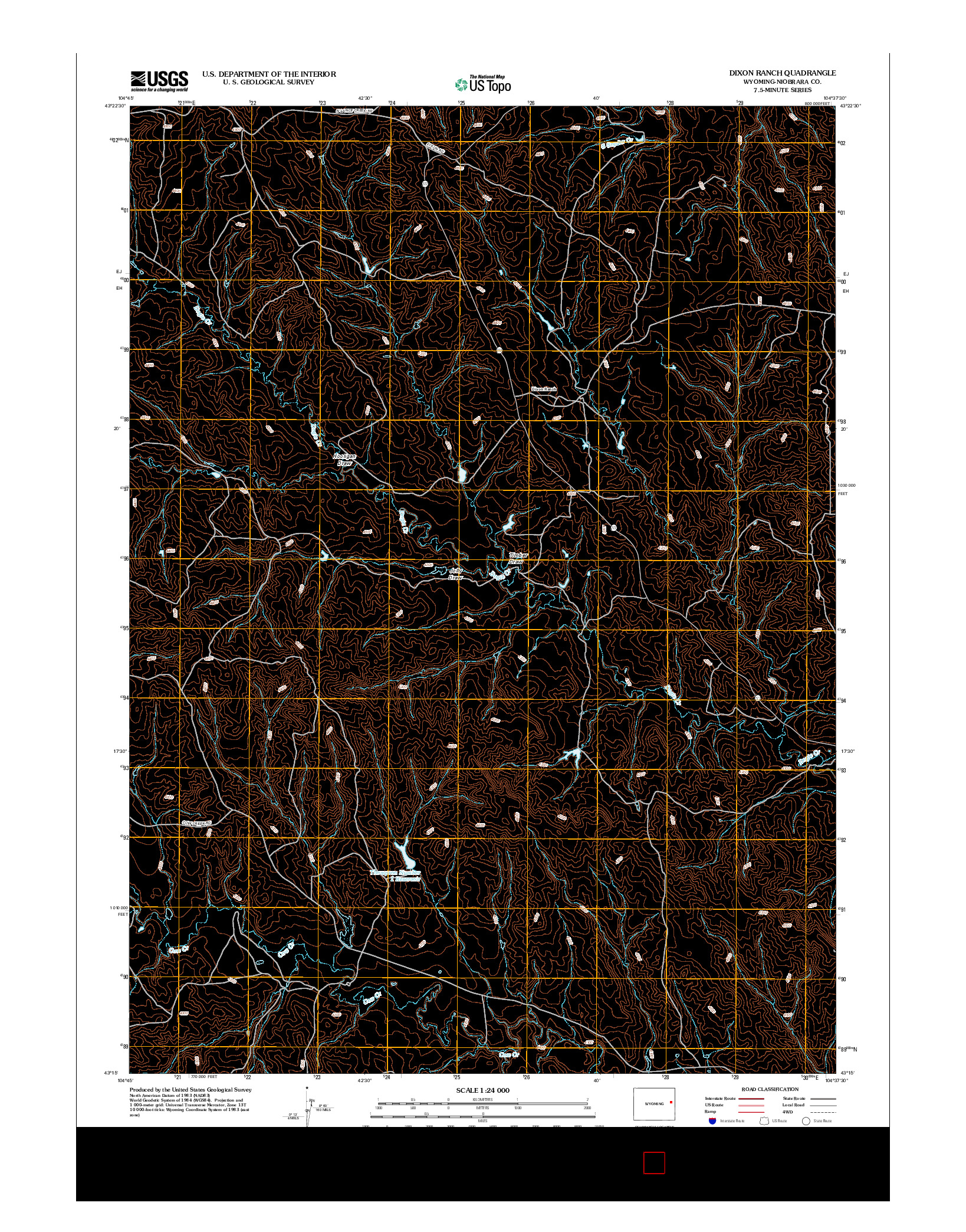 USGS US TOPO 7.5-MINUTE MAP FOR DIXON RANCH, WY 2012