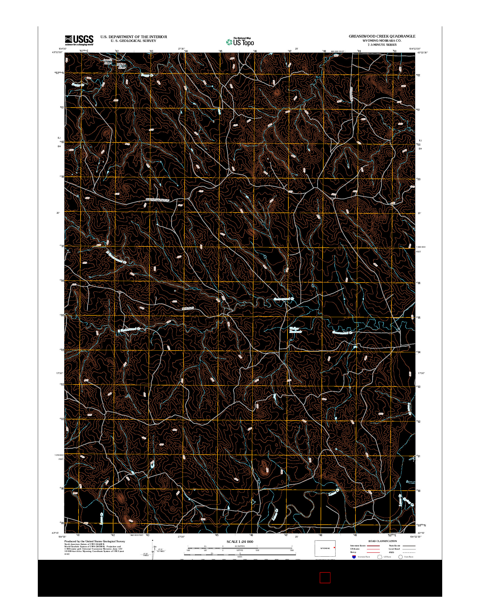 USGS US TOPO 7.5-MINUTE MAP FOR GREASEWOOD CREEK, WY 2012