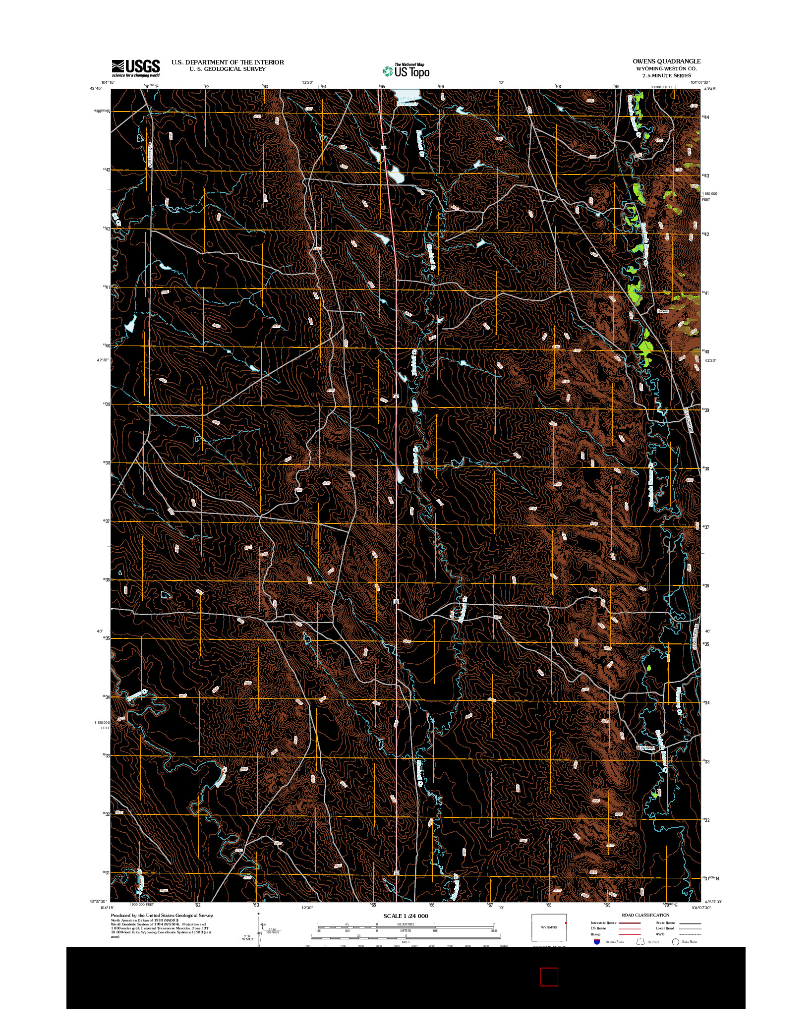 USGS US TOPO 7.5-MINUTE MAP FOR OWENS, WY 2012