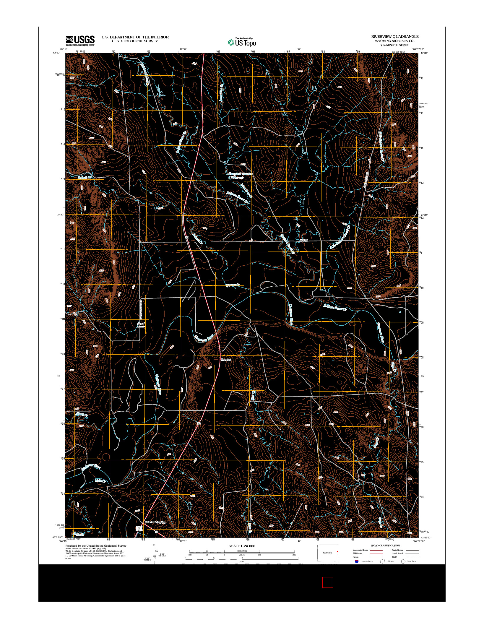 USGS US TOPO 7.5-MINUTE MAP FOR RIVERVIEW, WY 2012