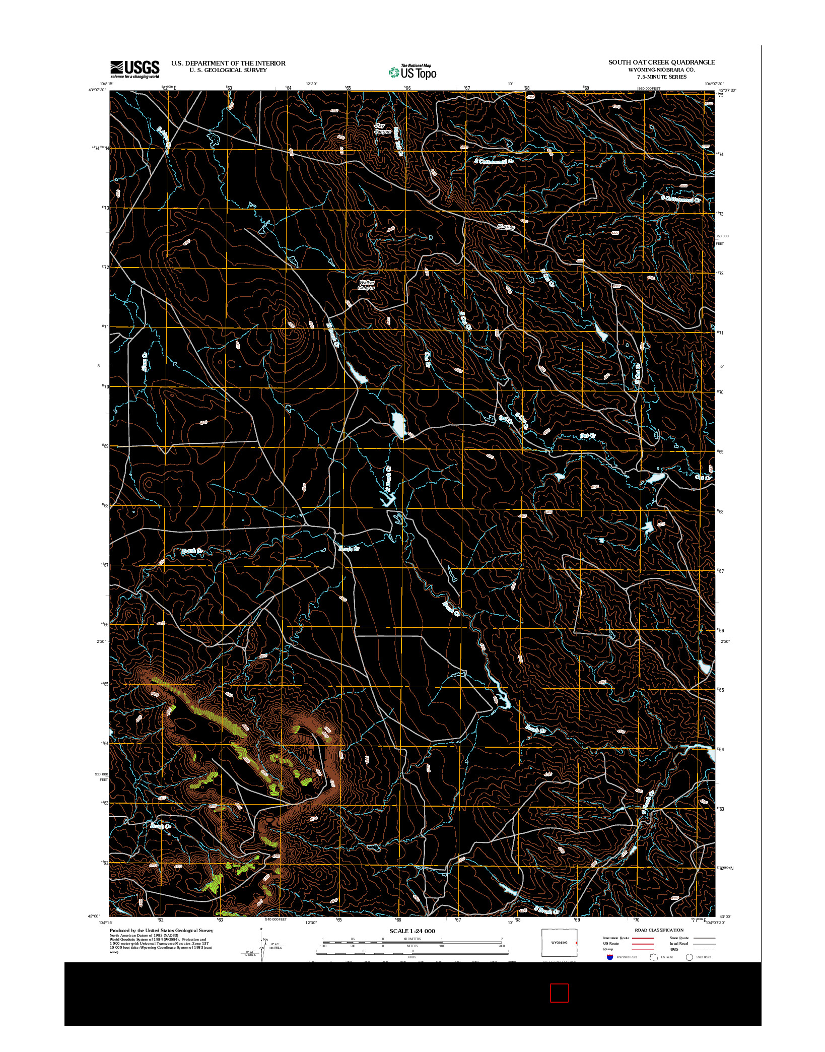 USGS US TOPO 7.5-MINUTE MAP FOR SOUTH OAT CREEK, WY 2012