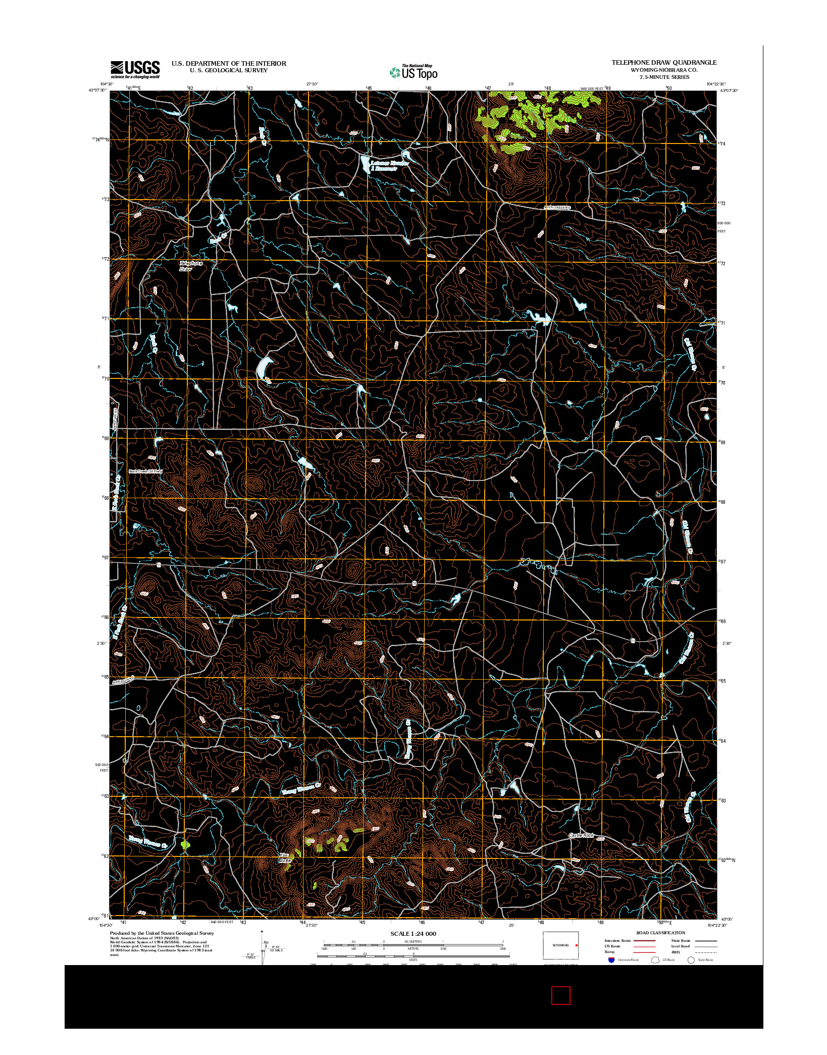 USGS US TOPO 7.5-MINUTE MAP FOR TELEPHONE DRAW, WY 2012