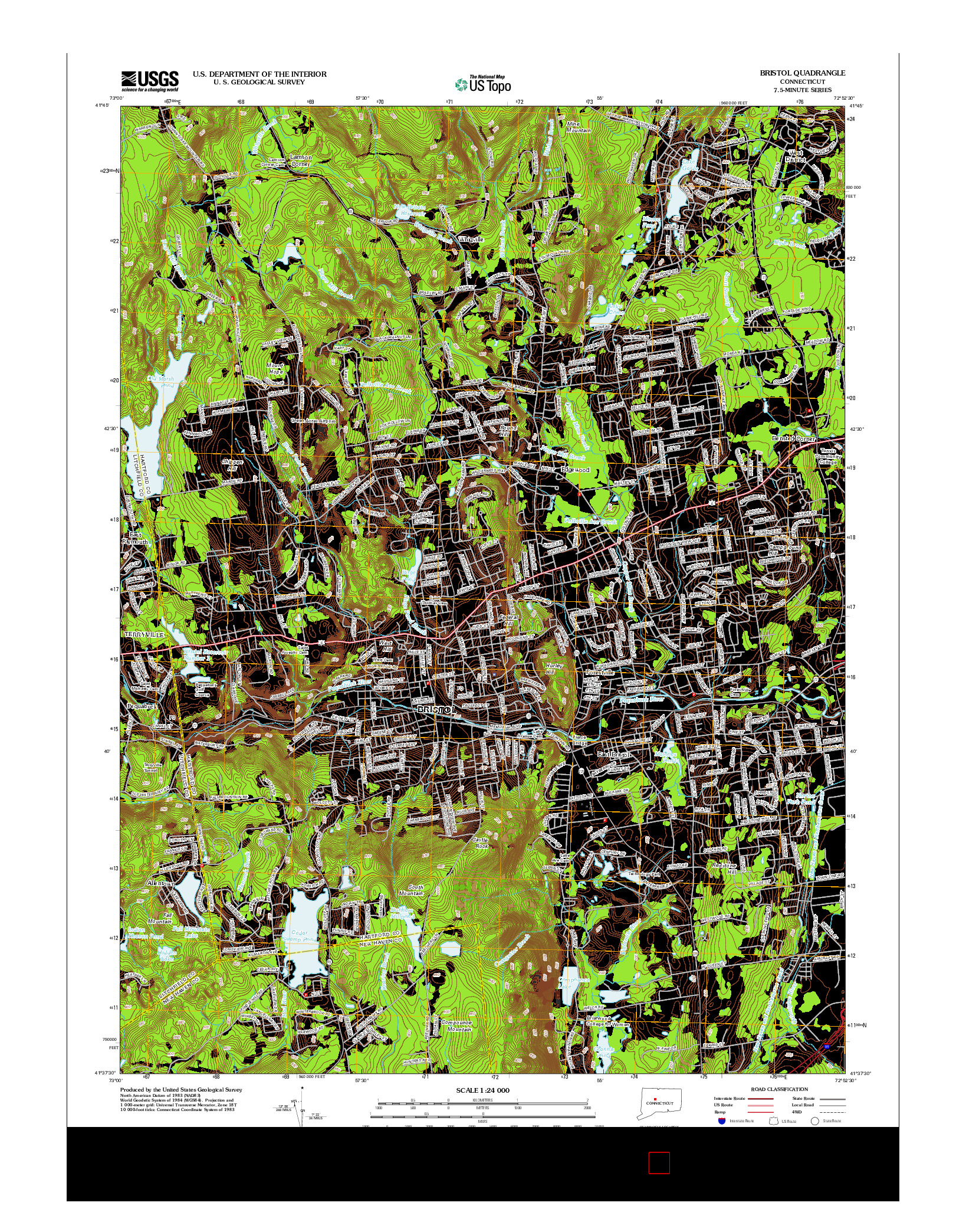 USGS US TOPO 7.5-MINUTE MAP FOR BRISTOL, CT 2012