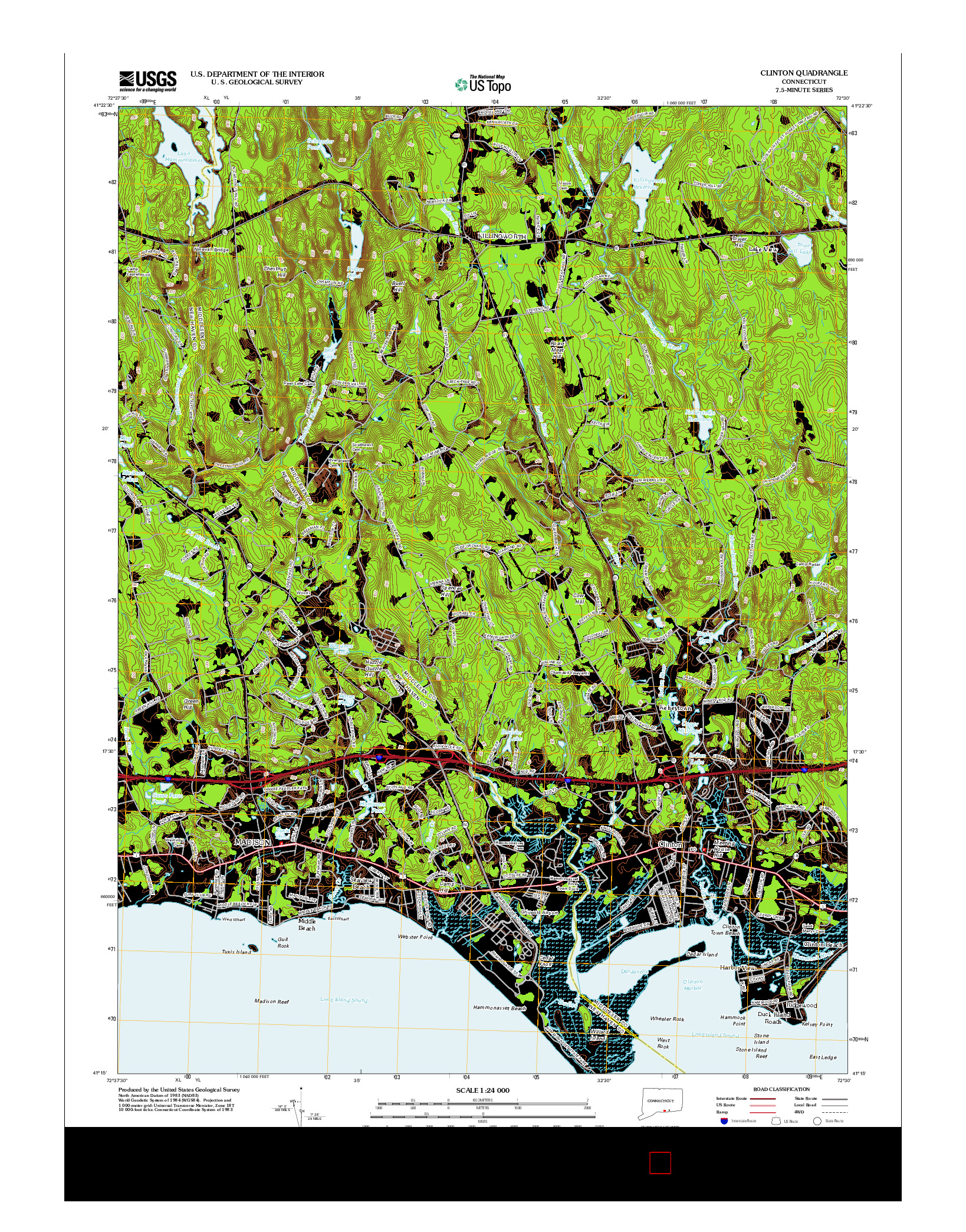 USGS US TOPO 7.5-MINUTE MAP FOR CLINTON, CT 2012