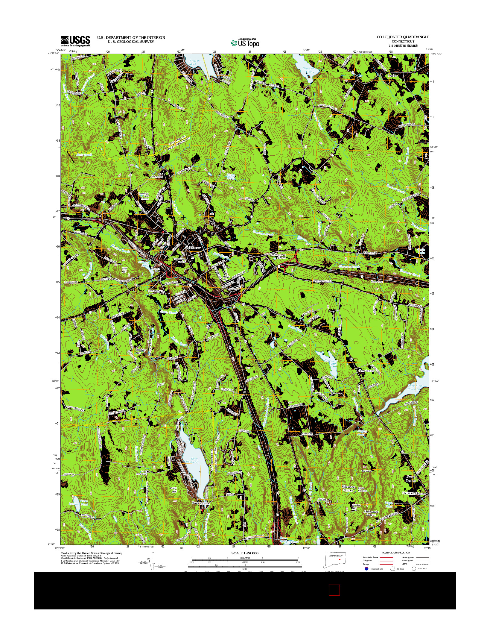 USGS US TOPO 7.5-MINUTE MAP FOR COLCHESTER, CT 2012