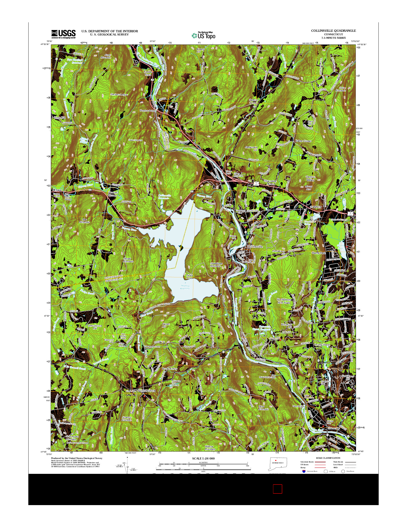 USGS US TOPO 7.5-MINUTE MAP FOR COLLINSVILLE, CT 2012