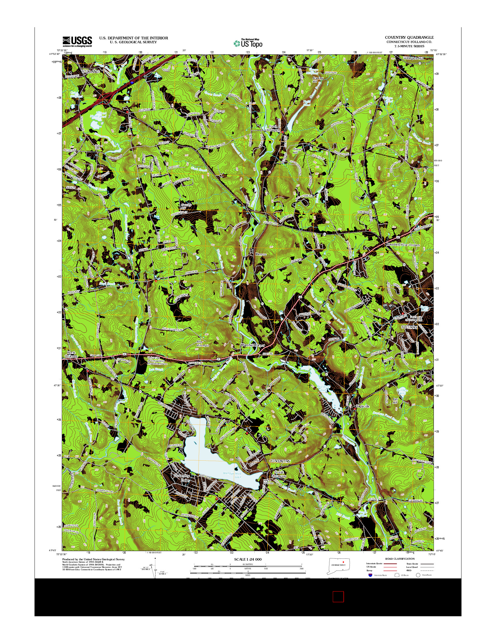 USGS US TOPO 7.5-MINUTE MAP FOR COVENTRY, CT 2012