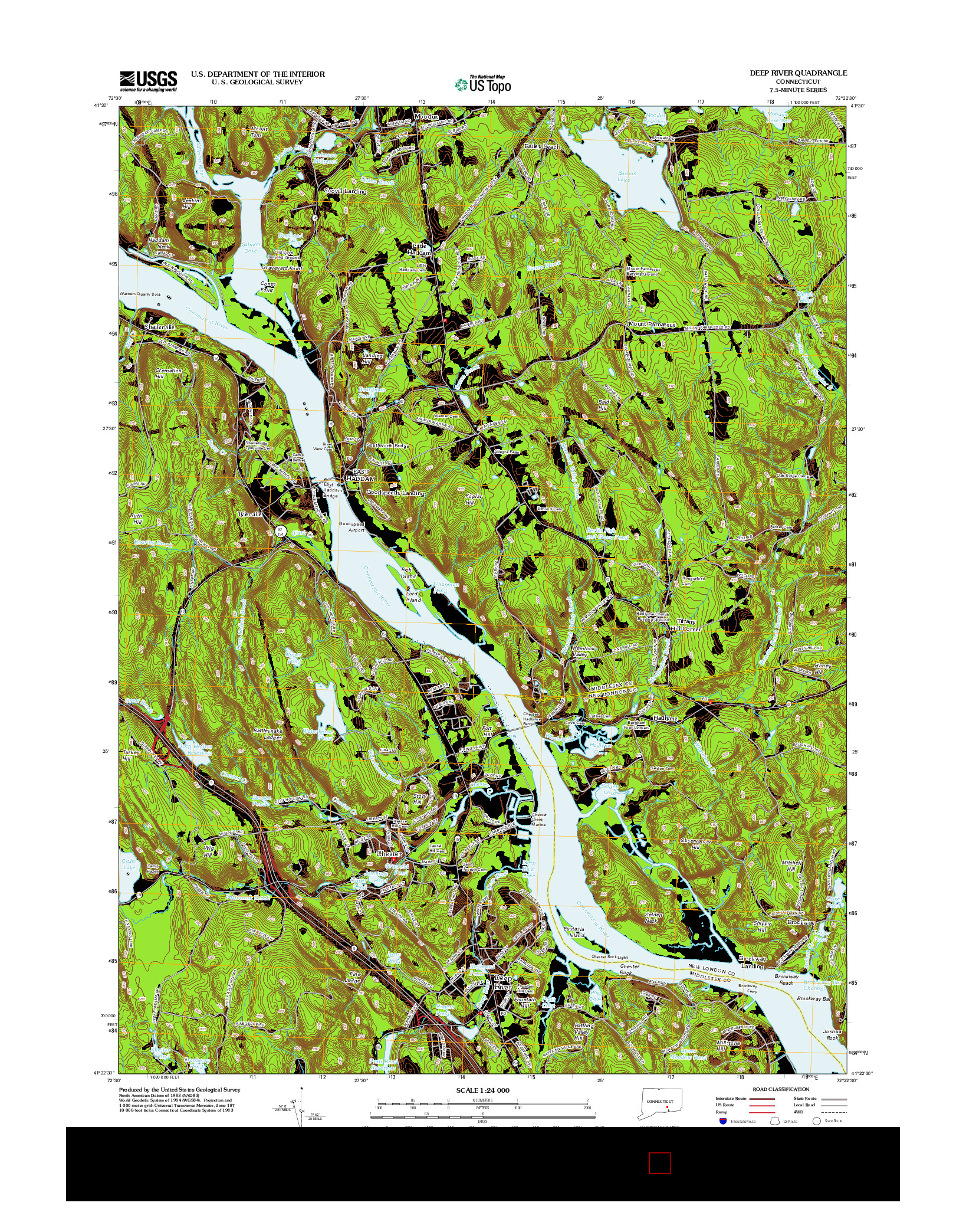 USGS US TOPO 7.5-MINUTE MAP FOR DEEP RIVER, CT 2012