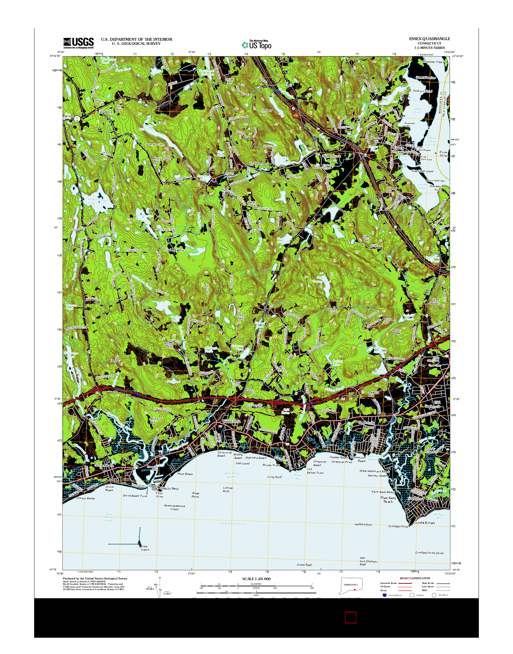 USGS US TOPO 7.5-MINUTE MAP FOR ESSEX, CT 2012