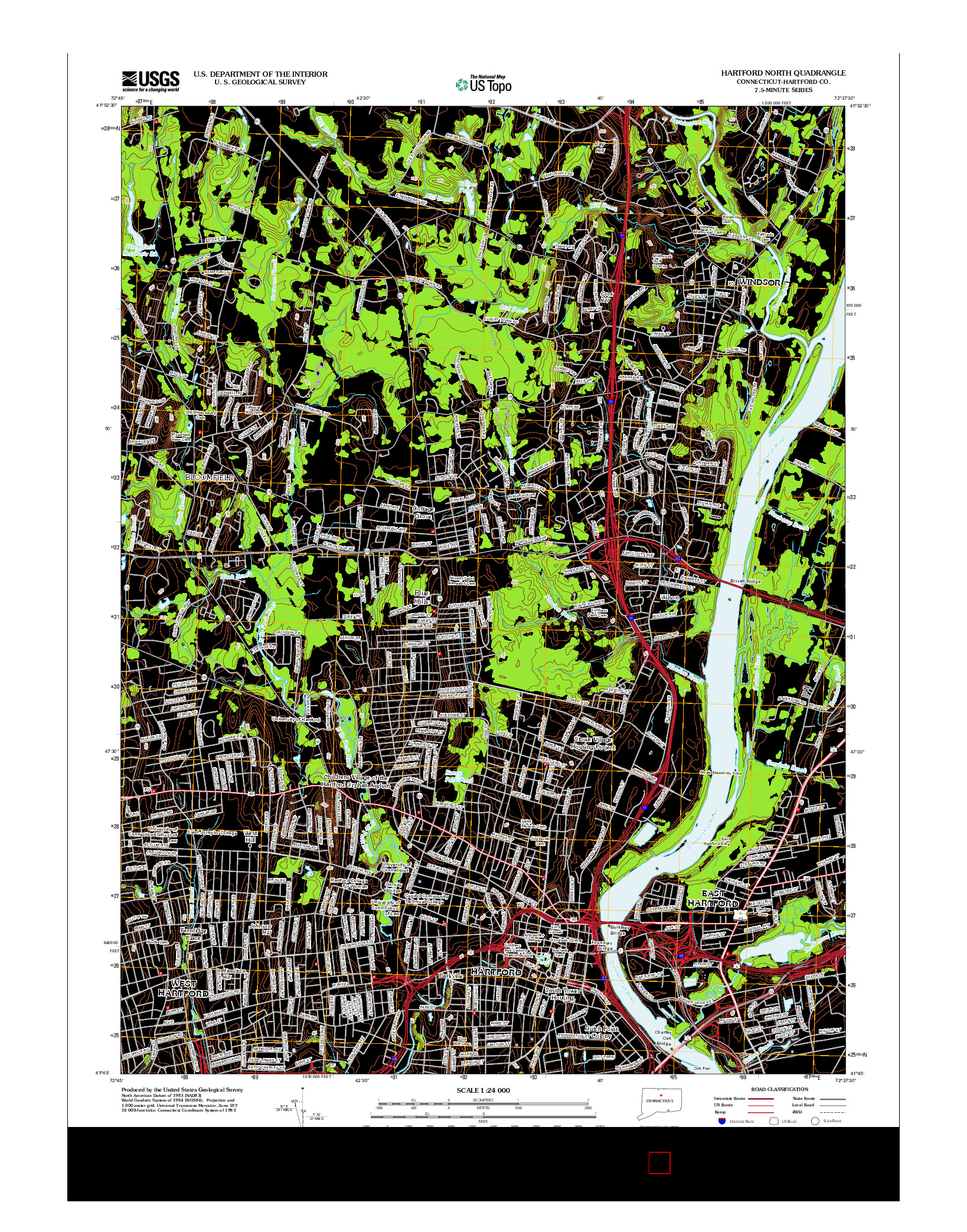 USGS US TOPO 7.5-MINUTE MAP FOR HARTFORD NORTH, CT 2012