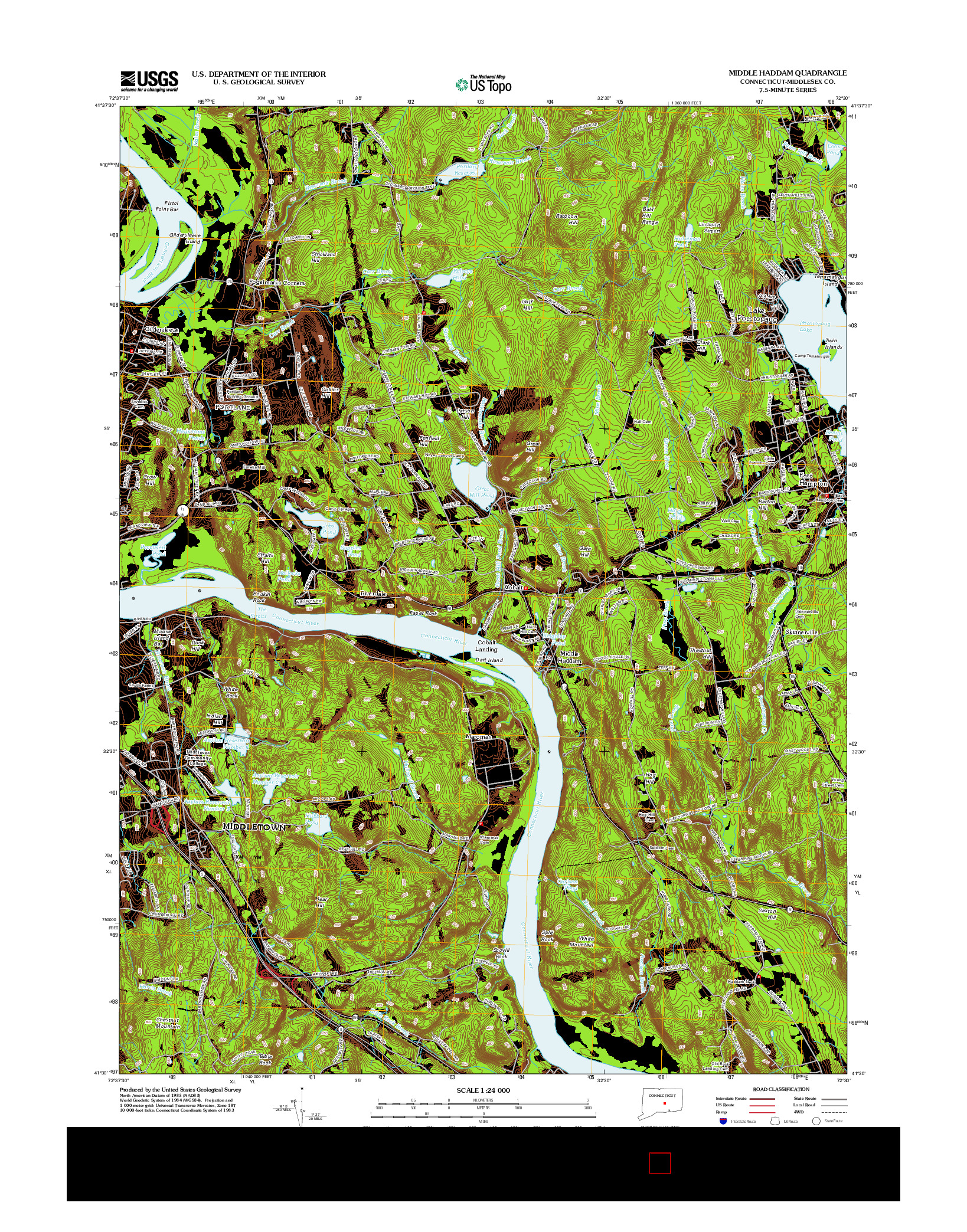 USGS US TOPO 7.5-MINUTE MAP FOR MIDDLE HADDAM, CT 2012