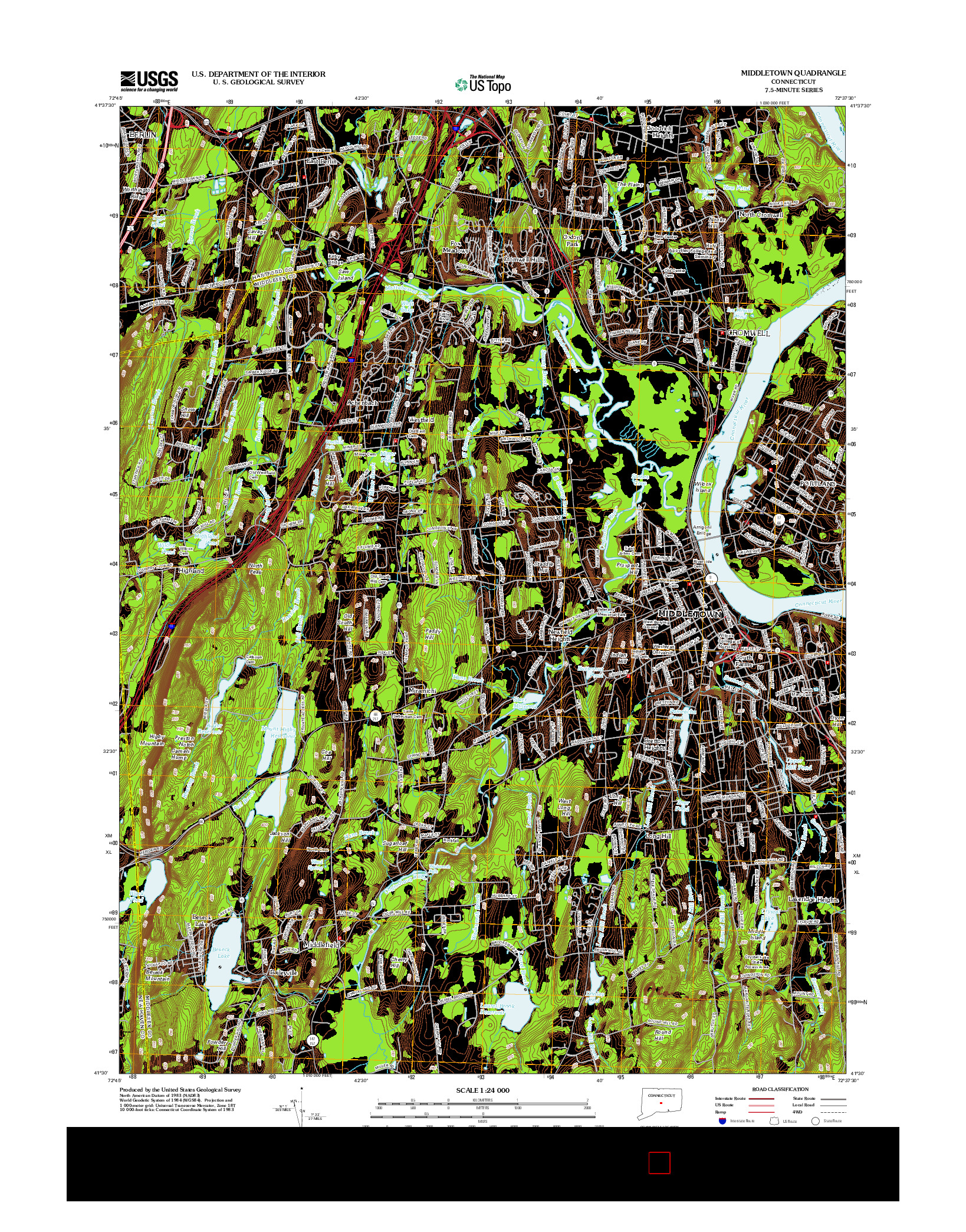 USGS US TOPO 7.5-MINUTE MAP FOR MIDDLETOWN, CT 2012
