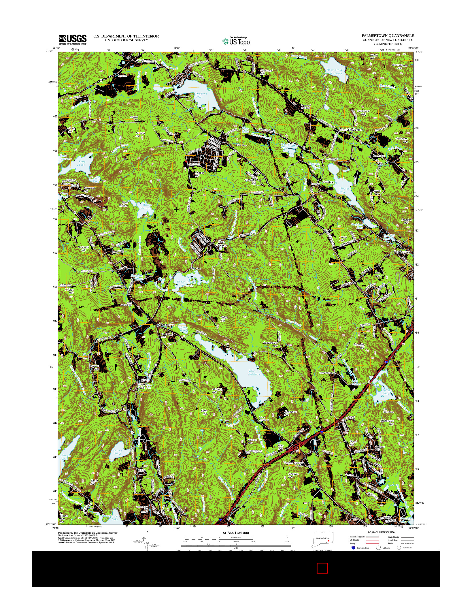 USGS US TOPO 7.5-MINUTE MAP FOR PALMERTOWN, CT 2012
