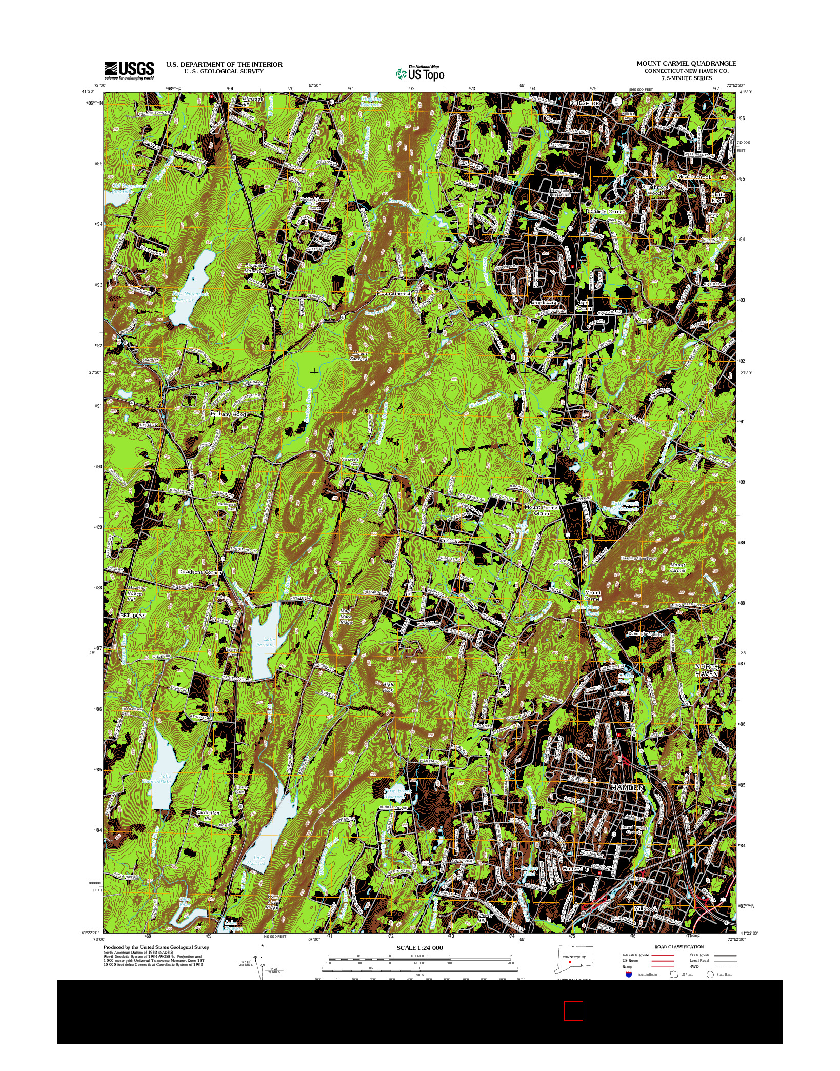 USGS US TOPO 7.5-MINUTE MAP FOR MOUNT CARMEL, CT 2012