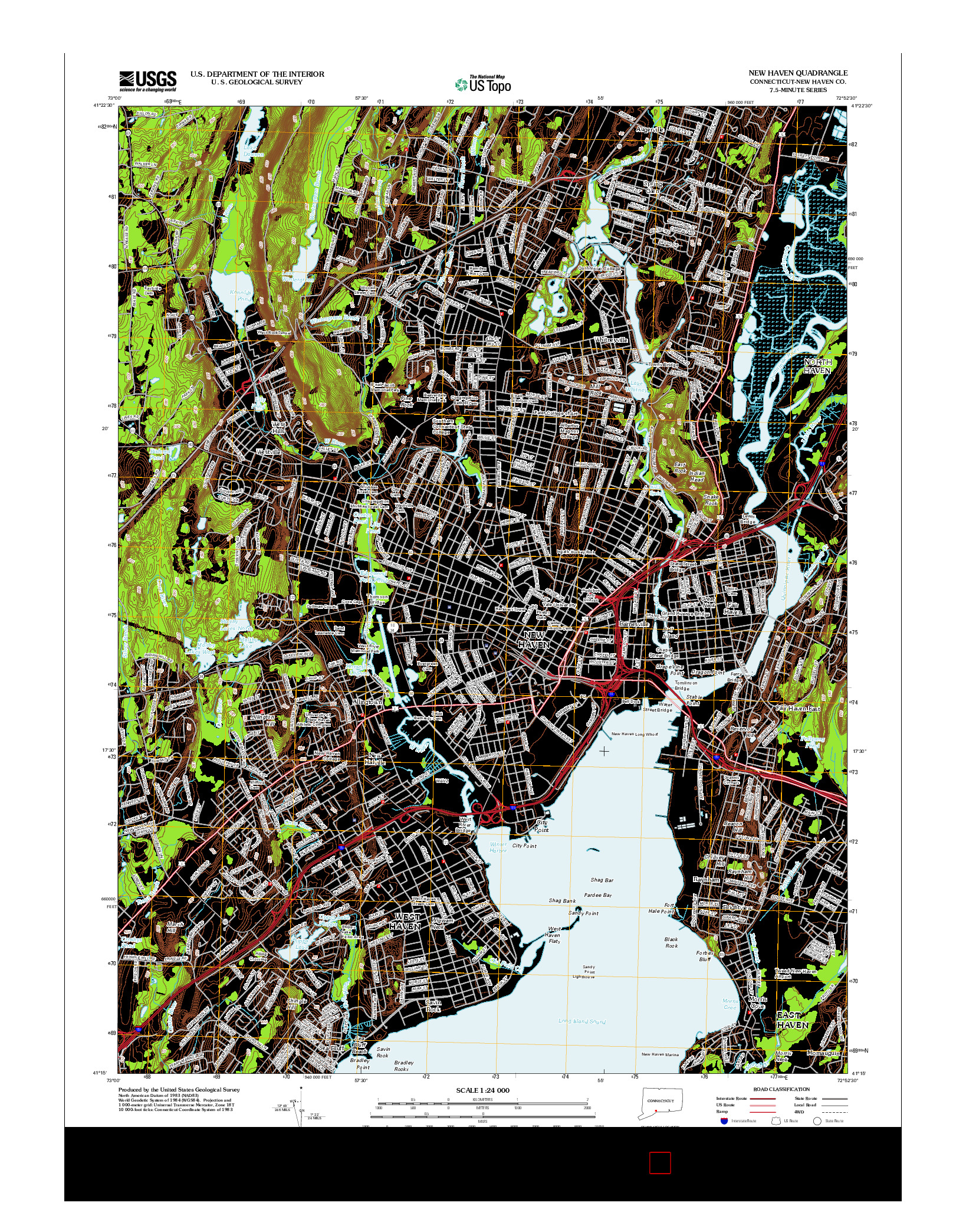 USGS US TOPO 7.5-MINUTE MAP FOR NEW HAVEN, CT 2012