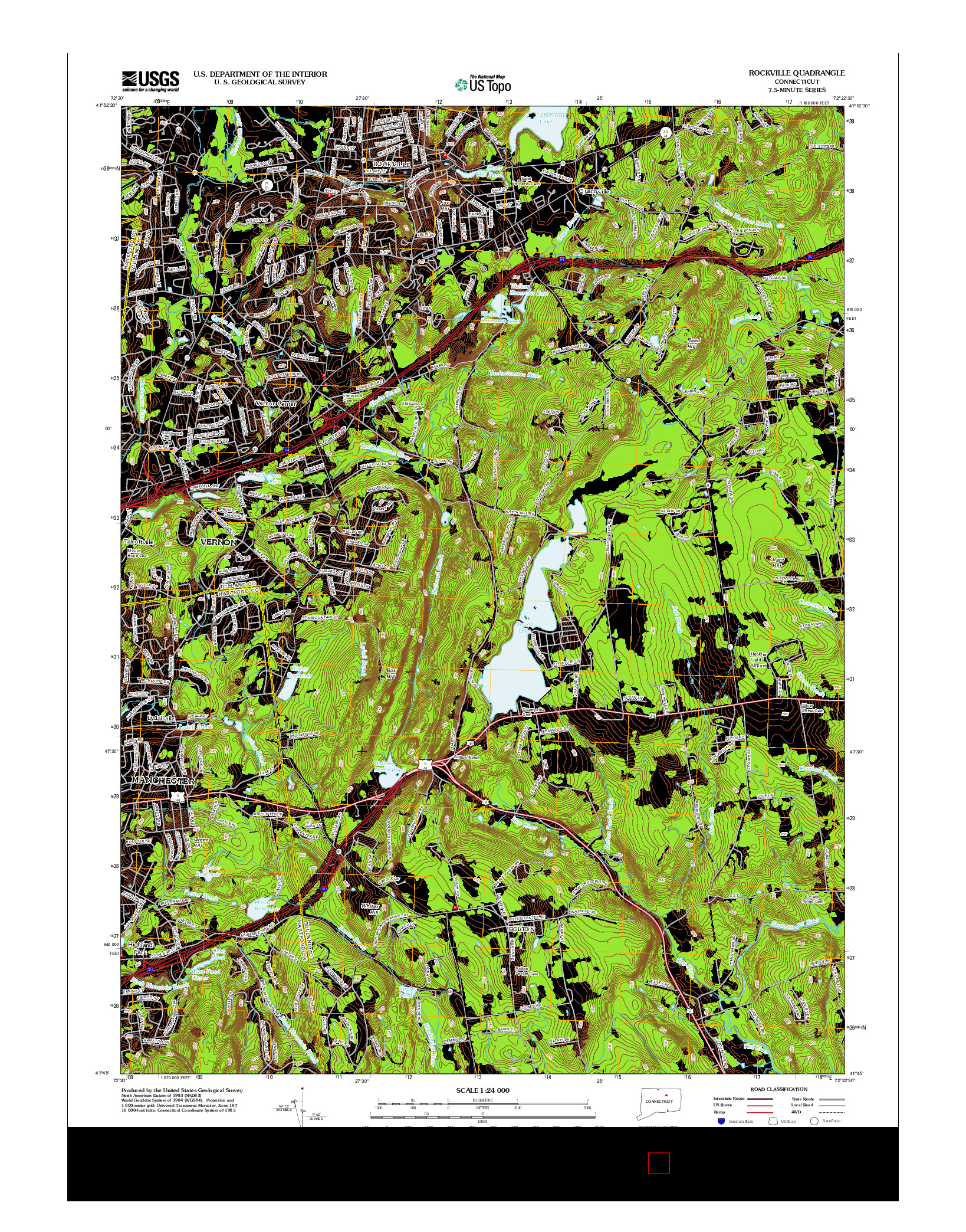 USGS US TOPO 7.5-MINUTE MAP FOR ROCKVILLE, CT 2012