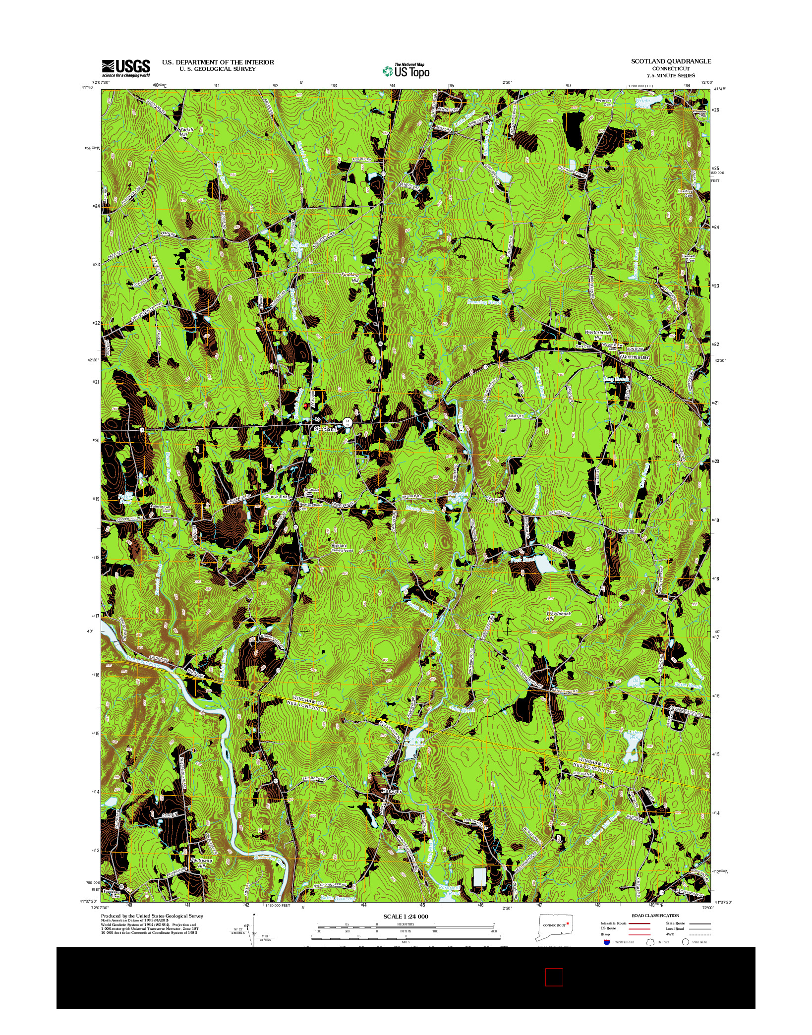 USGS US TOPO 7.5-MINUTE MAP FOR SCOTLAND, CT 2012