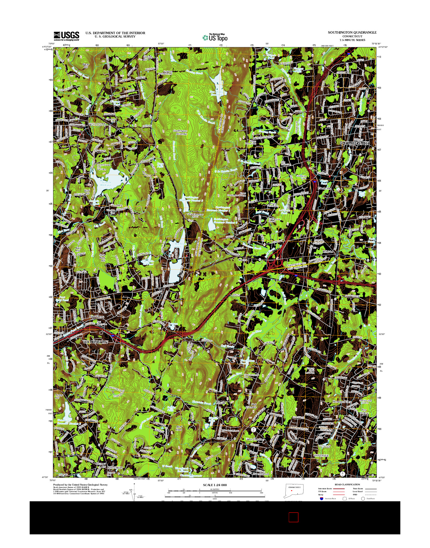 USGS US TOPO 7.5-MINUTE MAP FOR SOUTHINGTON, CT 2012