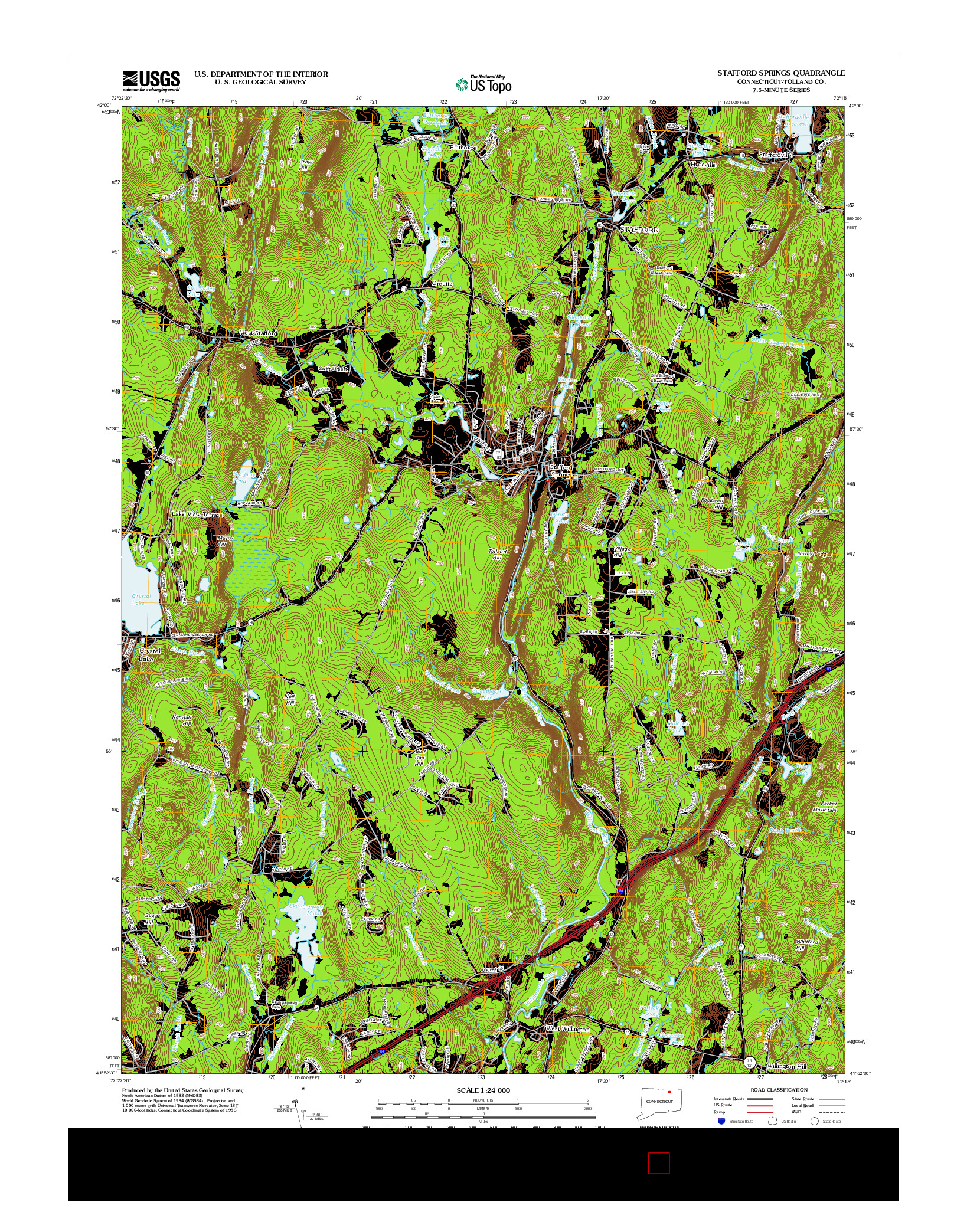 USGS US TOPO 7.5-MINUTE MAP FOR STAFFORD SPRINGS, CT 2012