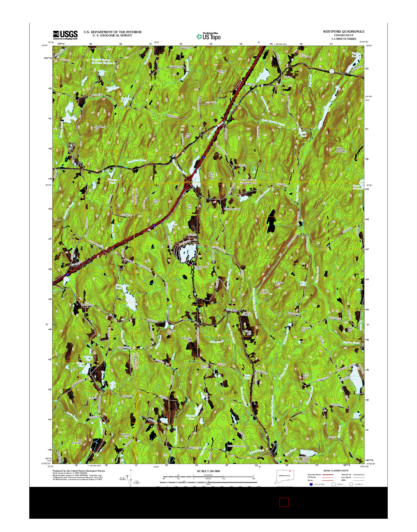 USGS US TOPO 7.5-MINUTE MAP FOR WESTFORD, CT 2012