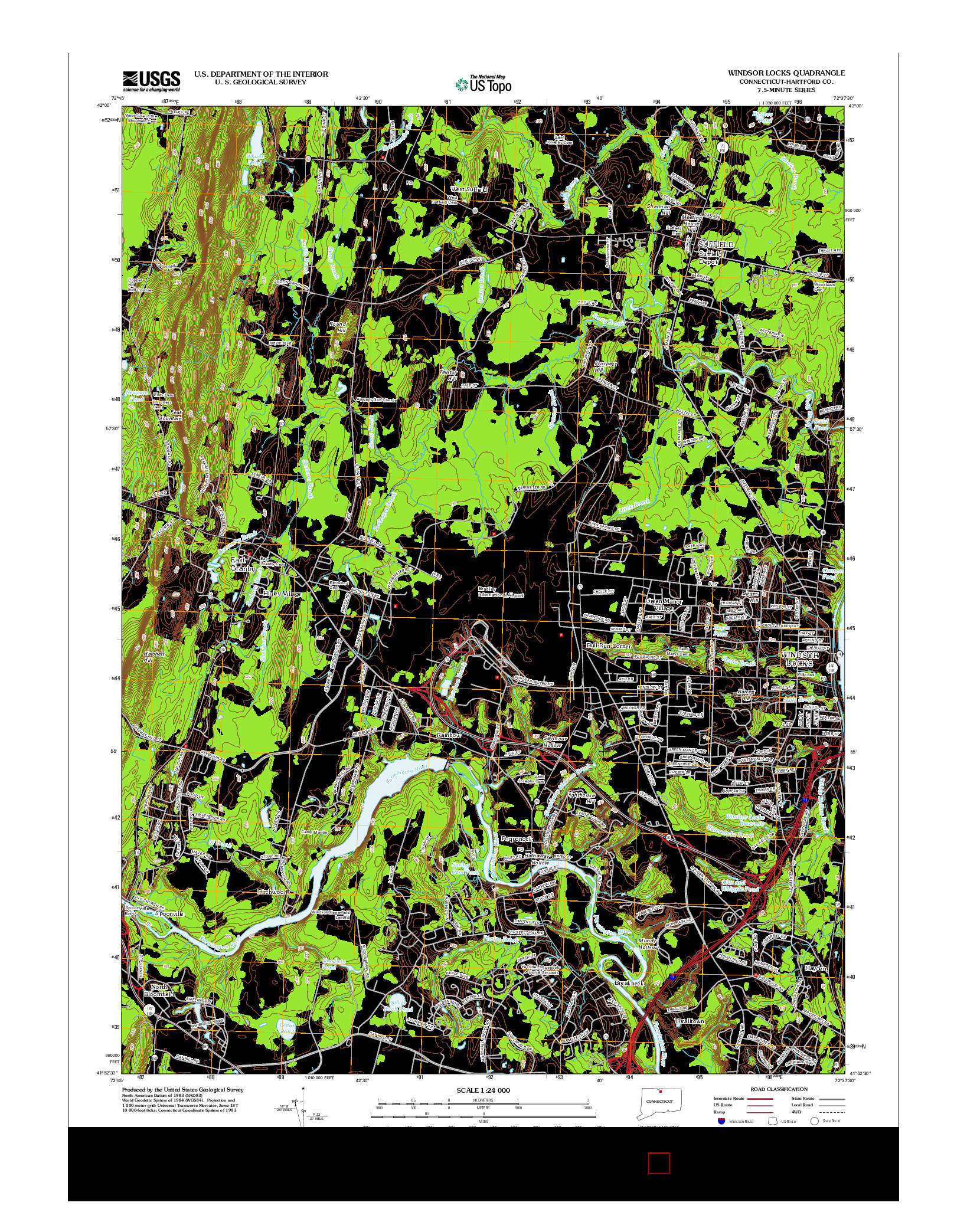 USGS US TOPO 7.5-MINUTE MAP FOR WINDSOR LOCKS, CT 2012