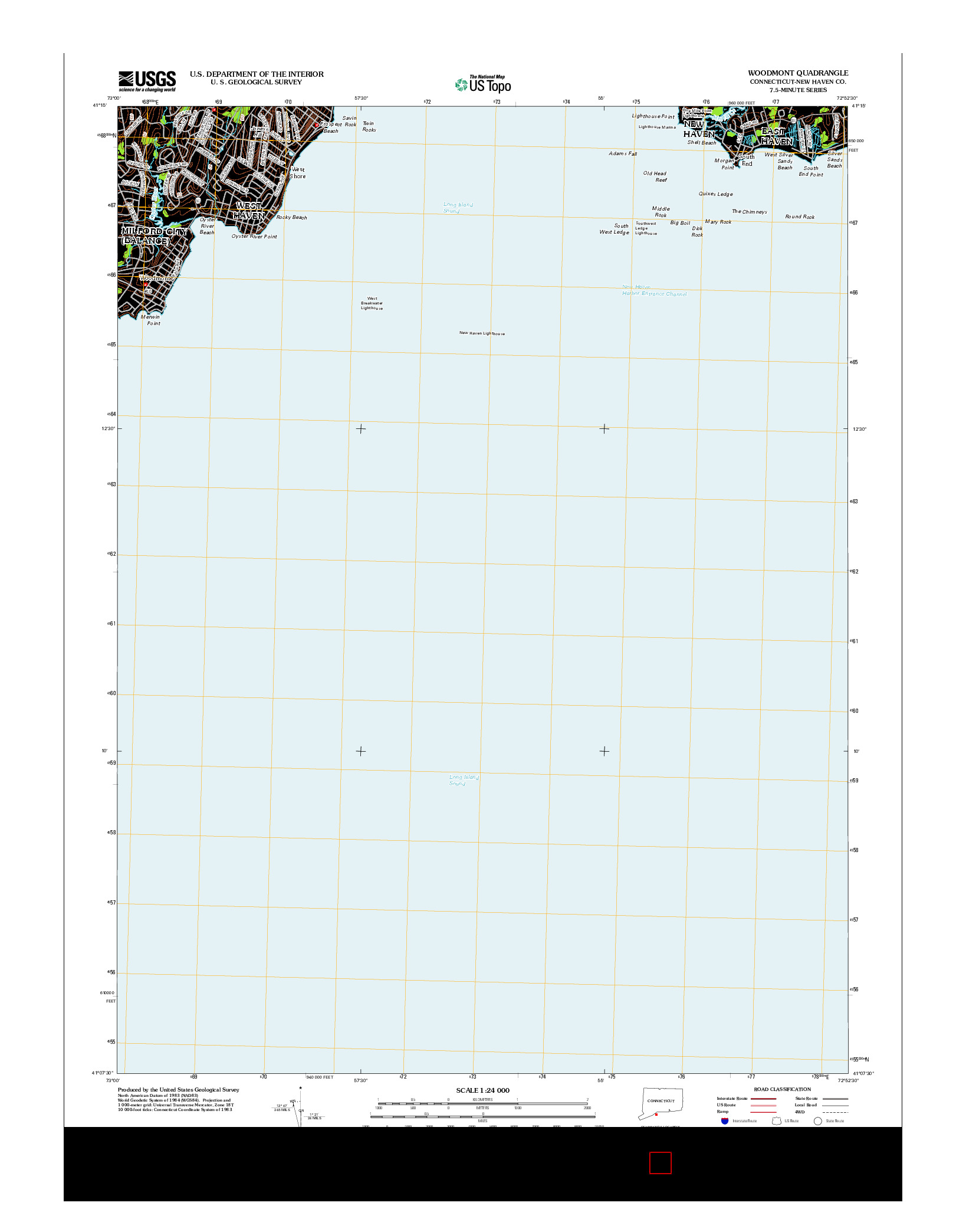 USGS US TOPO 7.5-MINUTE MAP FOR WOODMONT, CT 2012