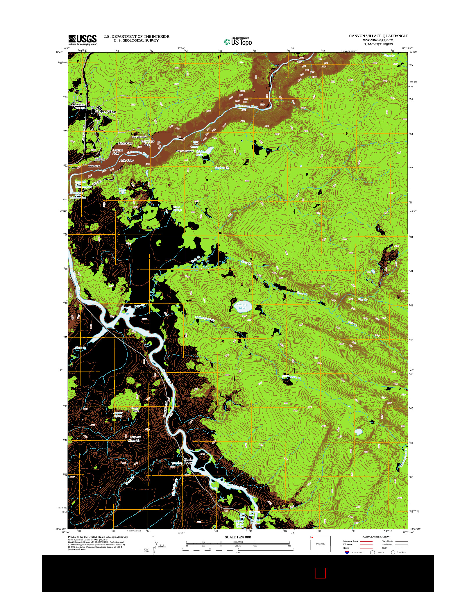 USGS US TOPO 7.5-MINUTE MAP FOR CANYON VILLAGE, WY 2012