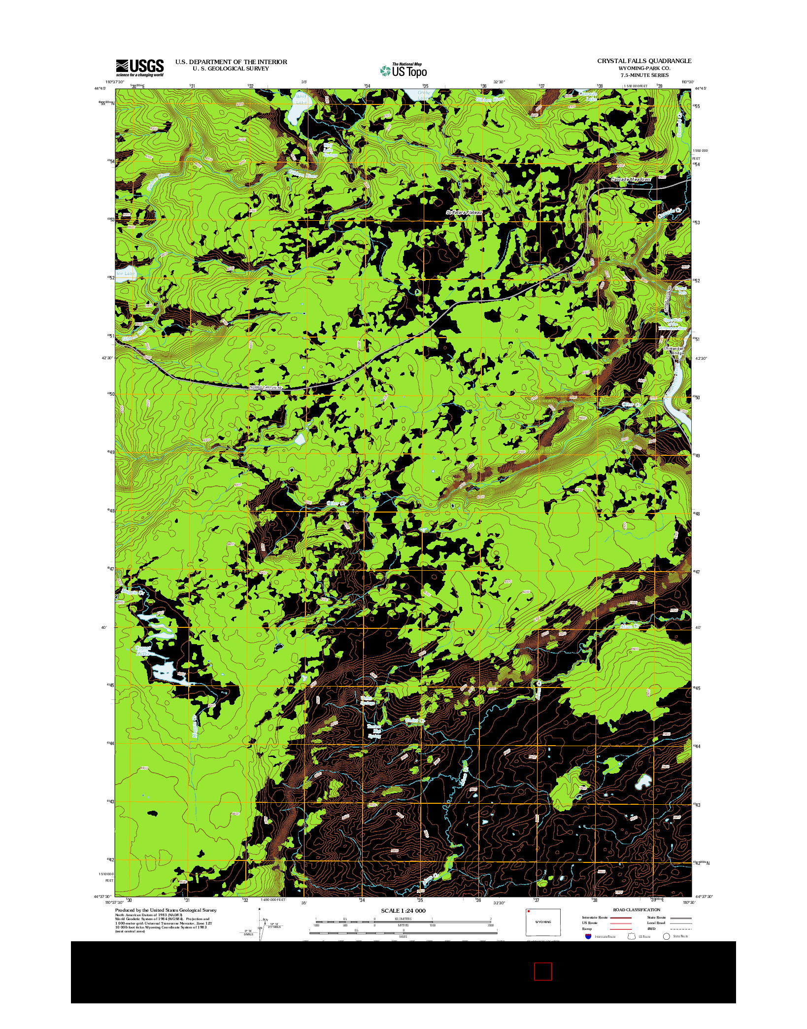 USGS US TOPO 7.5-MINUTE MAP FOR CRYSTAL FALLS, WY 2012