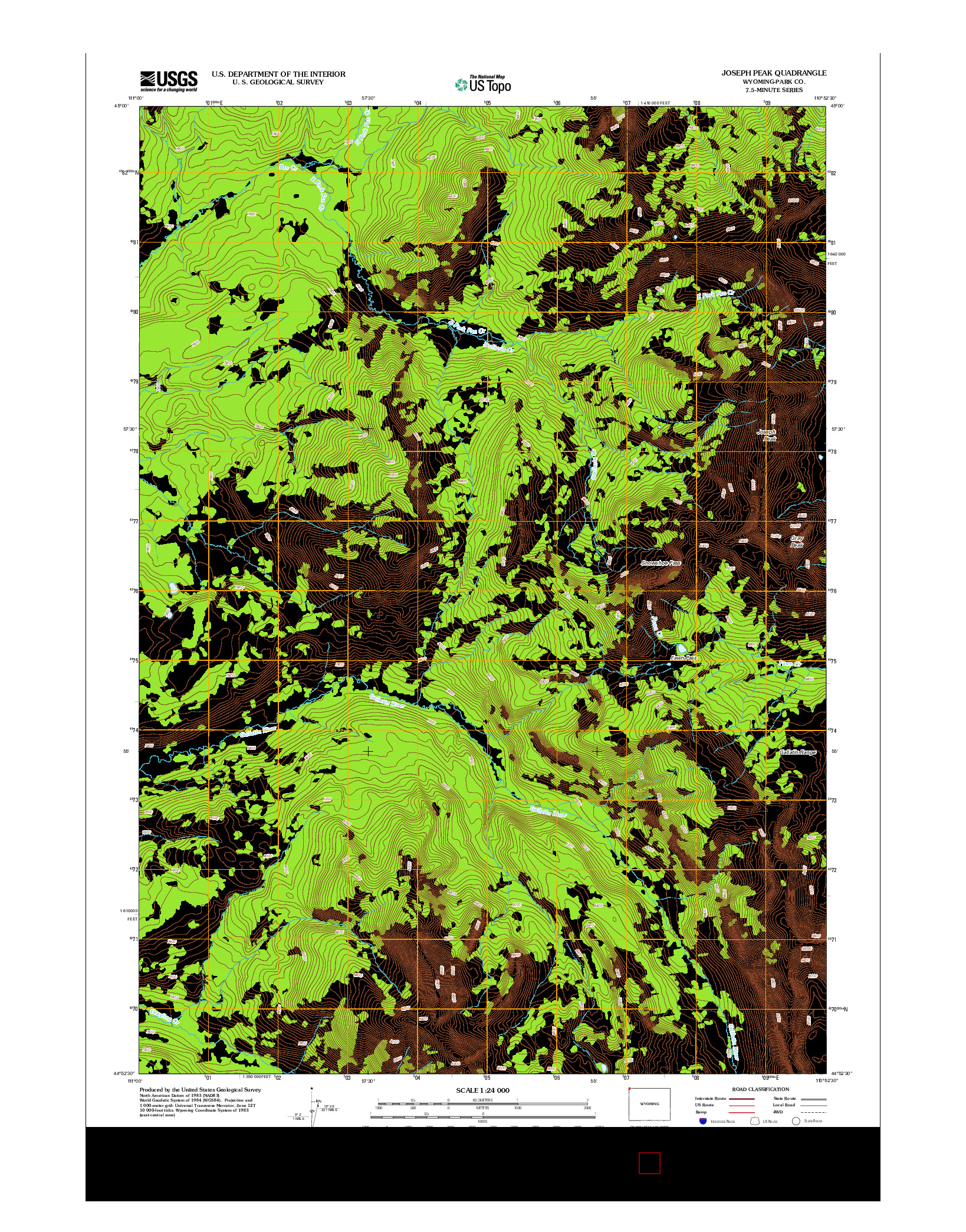 USGS US TOPO 7.5-MINUTE MAP FOR JOSEPH PEAK, WY 2012