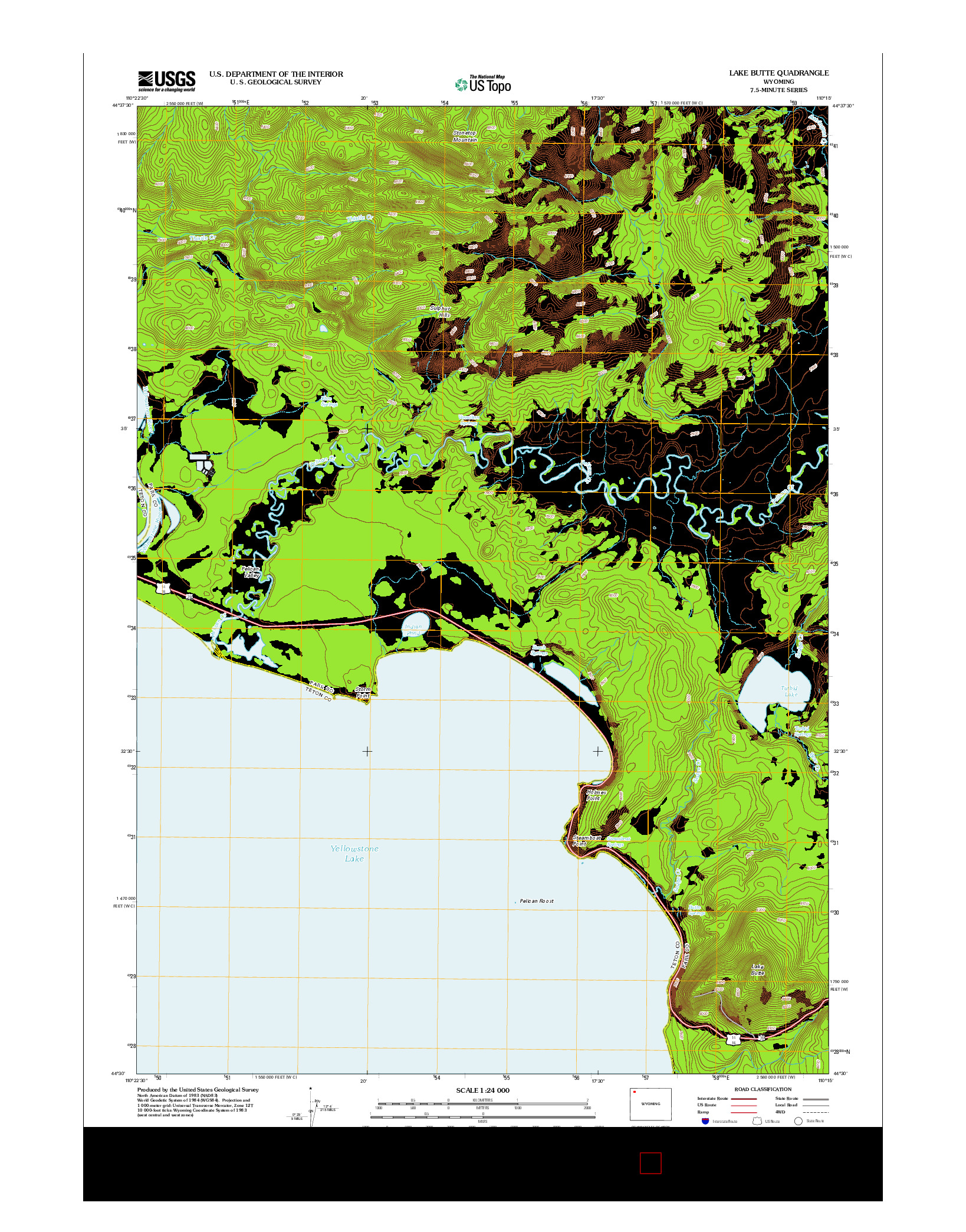 USGS US TOPO 7.5-MINUTE MAP FOR LAKE BUTTE, WY 2012