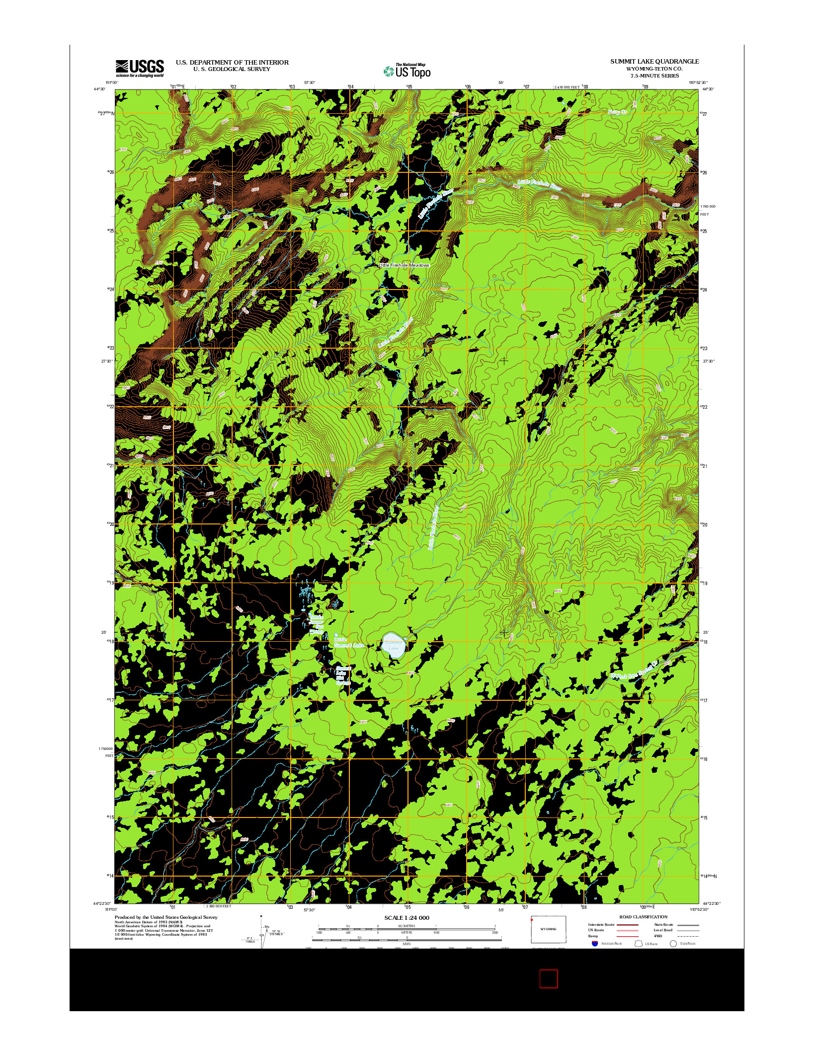 USGS US TOPO 7.5-MINUTE MAP FOR SUMMIT LAKE, WY 2012
