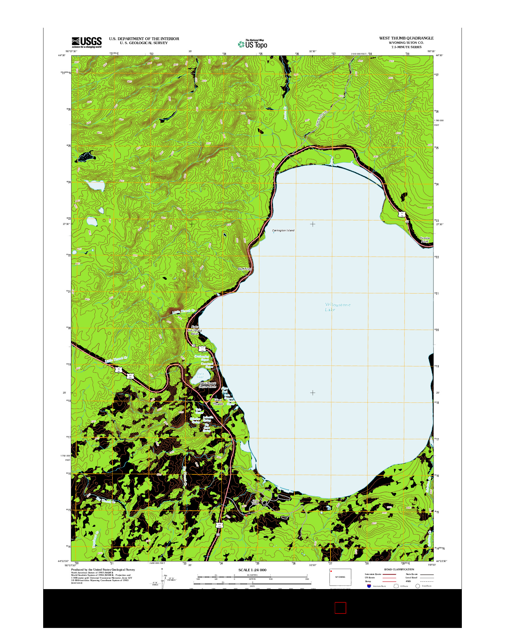 USGS US TOPO 7.5-MINUTE MAP FOR WEST THUMB, WY 2012