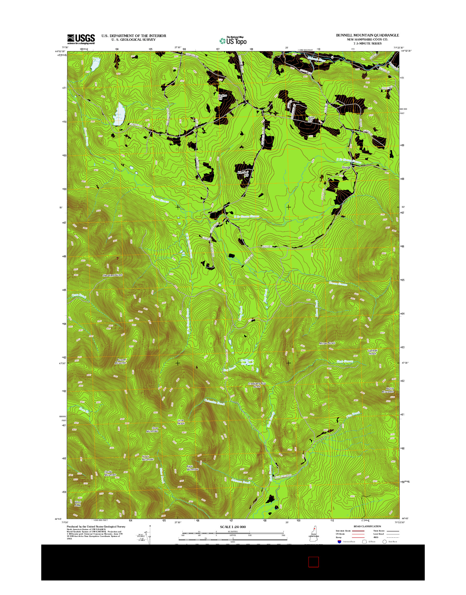 USGS US TOPO 7.5-MINUTE MAP FOR BUNNELL MOUNTAIN, NH 2012