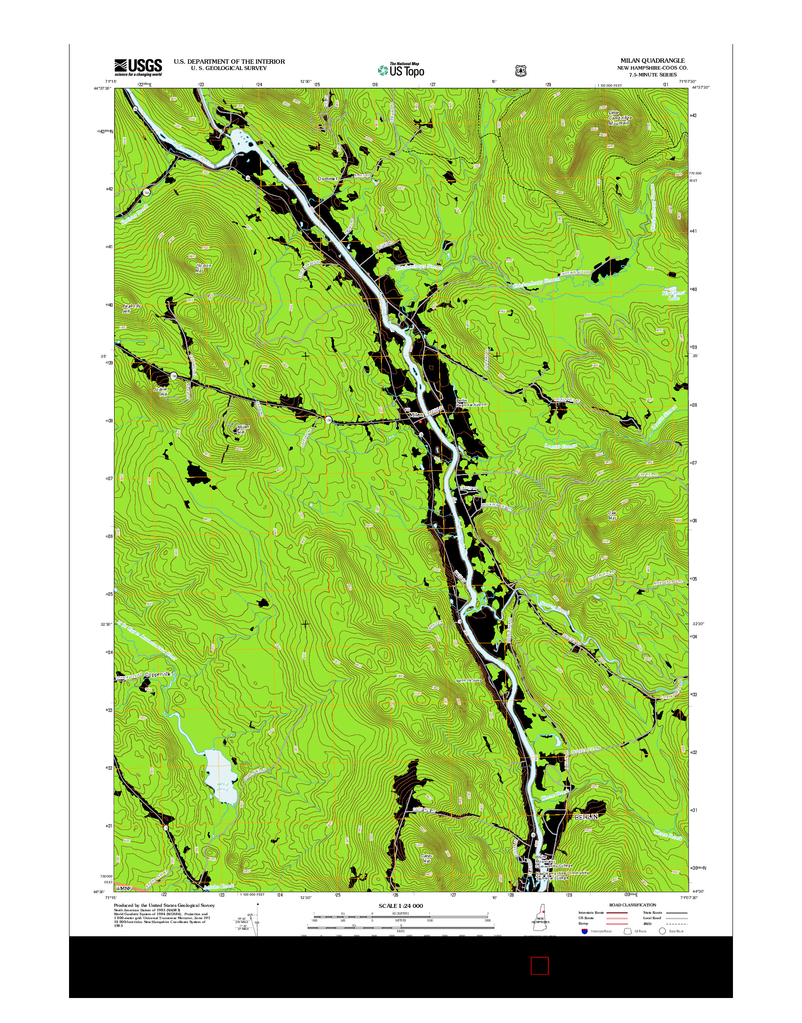 USGS US TOPO 7.5-MINUTE MAP FOR MILAN, NH 2012