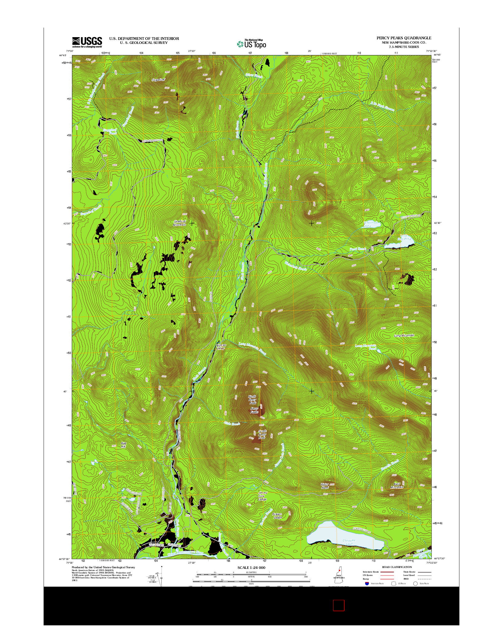 USGS US TOPO 7.5-MINUTE MAP FOR PERCY PEAKS, NH 2012