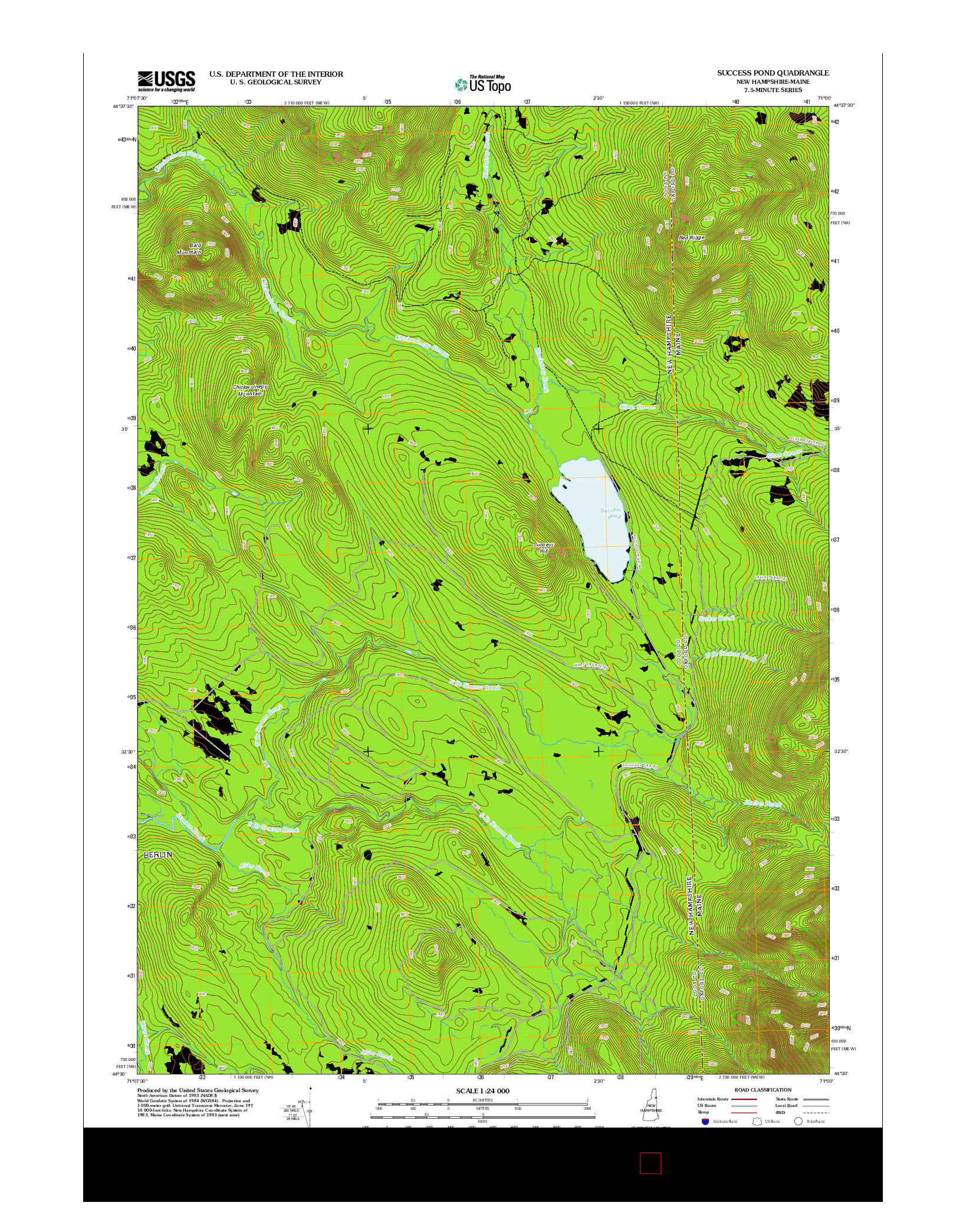 USGS US TOPO 7.5-MINUTE MAP FOR SUCCESS POND, NH-ME 2012