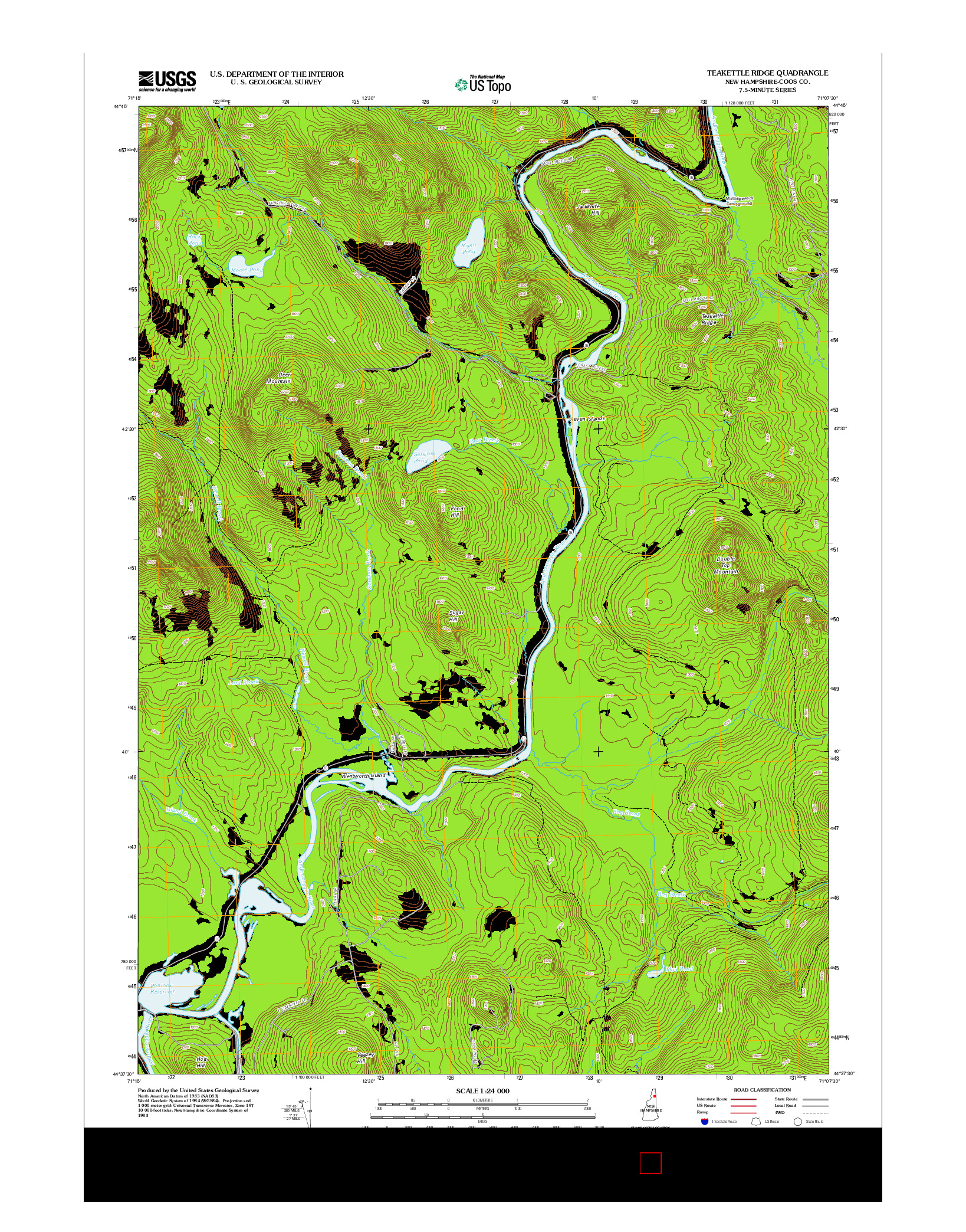 USGS US TOPO 7.5-MINUTE MAP FOR TEAKETTLE RIDGE, NH 2012