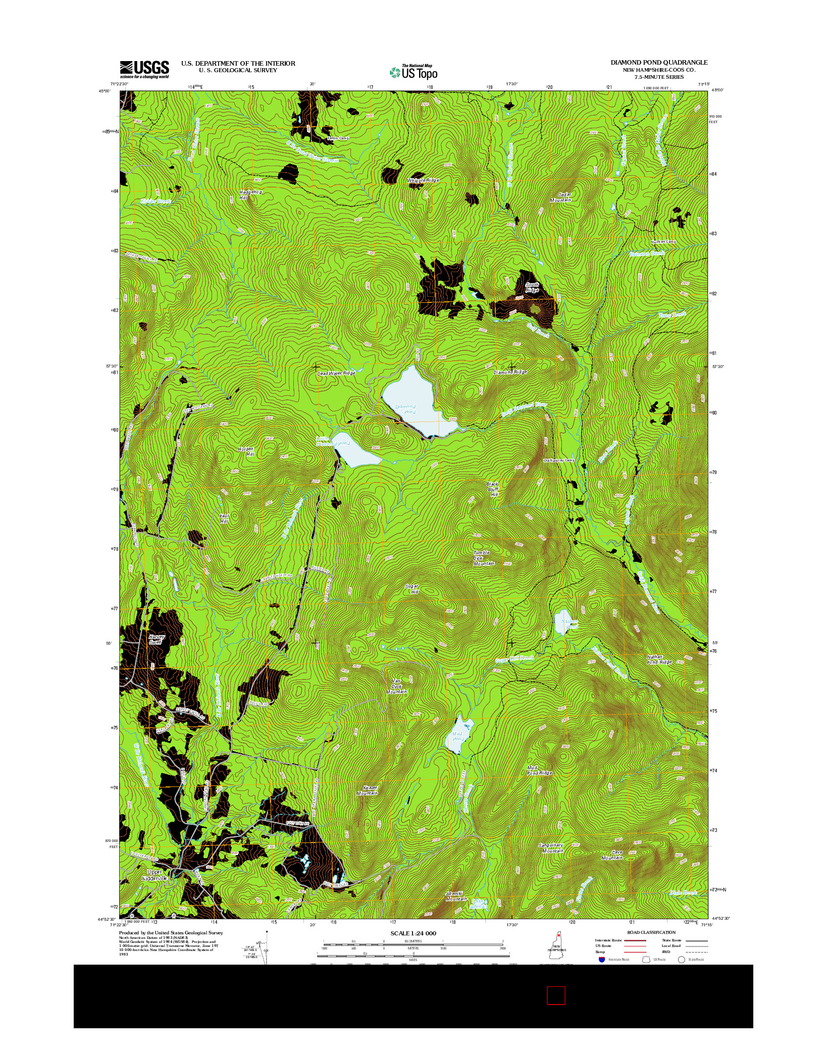 USGS US TOPO 7.5-MINUTE MAP FOR DIAMOND POND, NH 2012