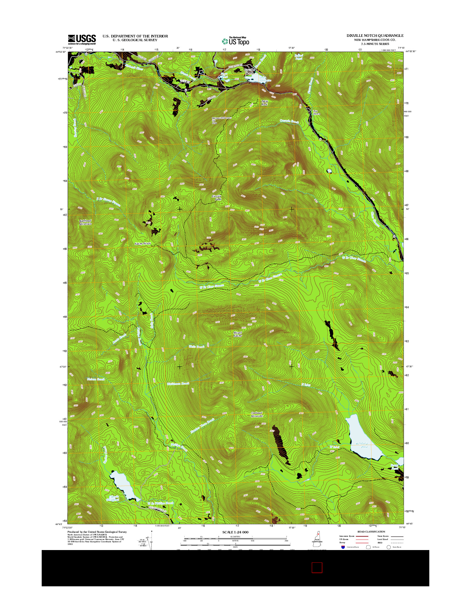 USGS US TOPO 7.5-MINUTE MAP FOR DIXVILLE NOTCH, NH 2012