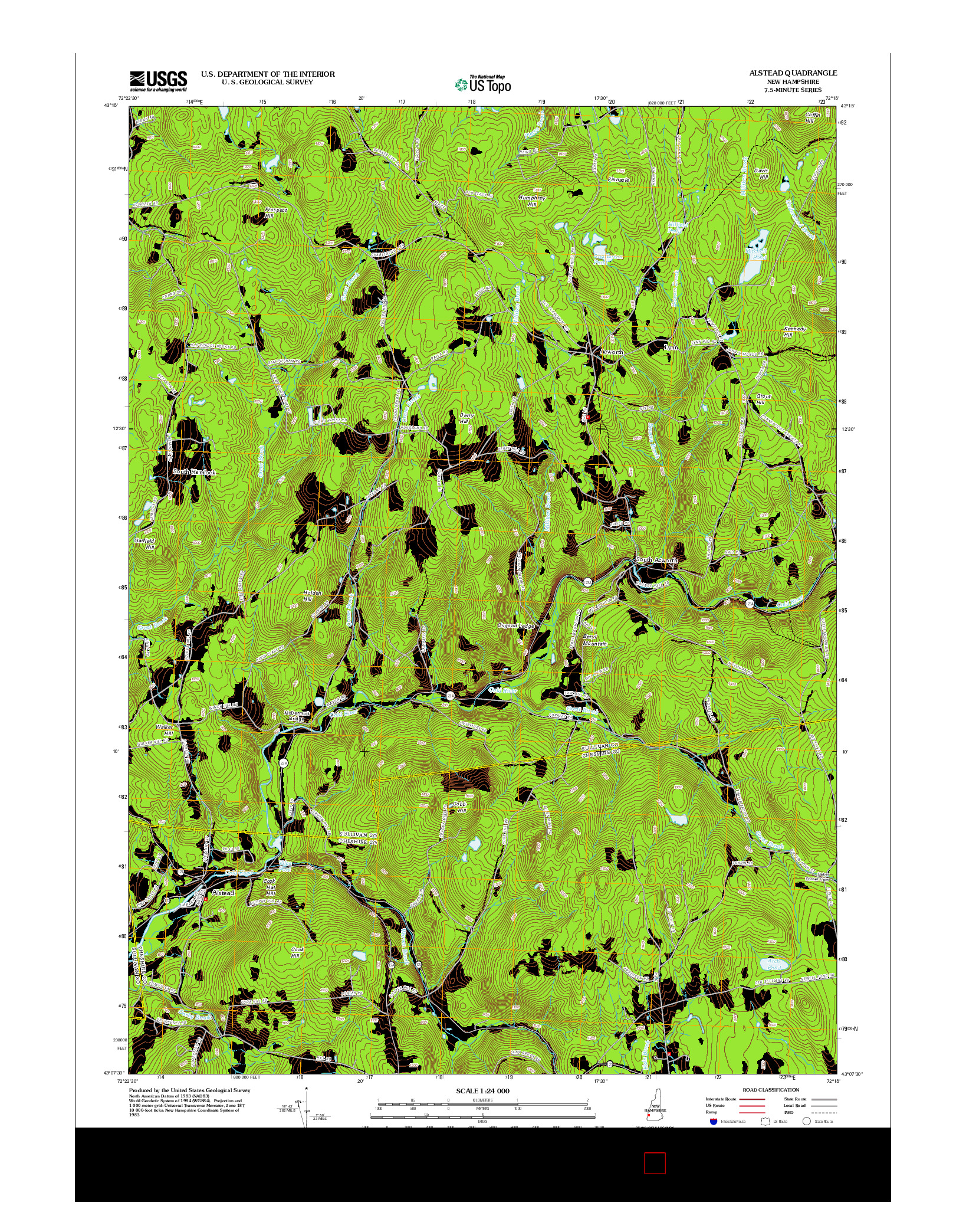 USGS US TOPO 7.5-MINUTE MAP FOR ALSTEAD, NH 2012