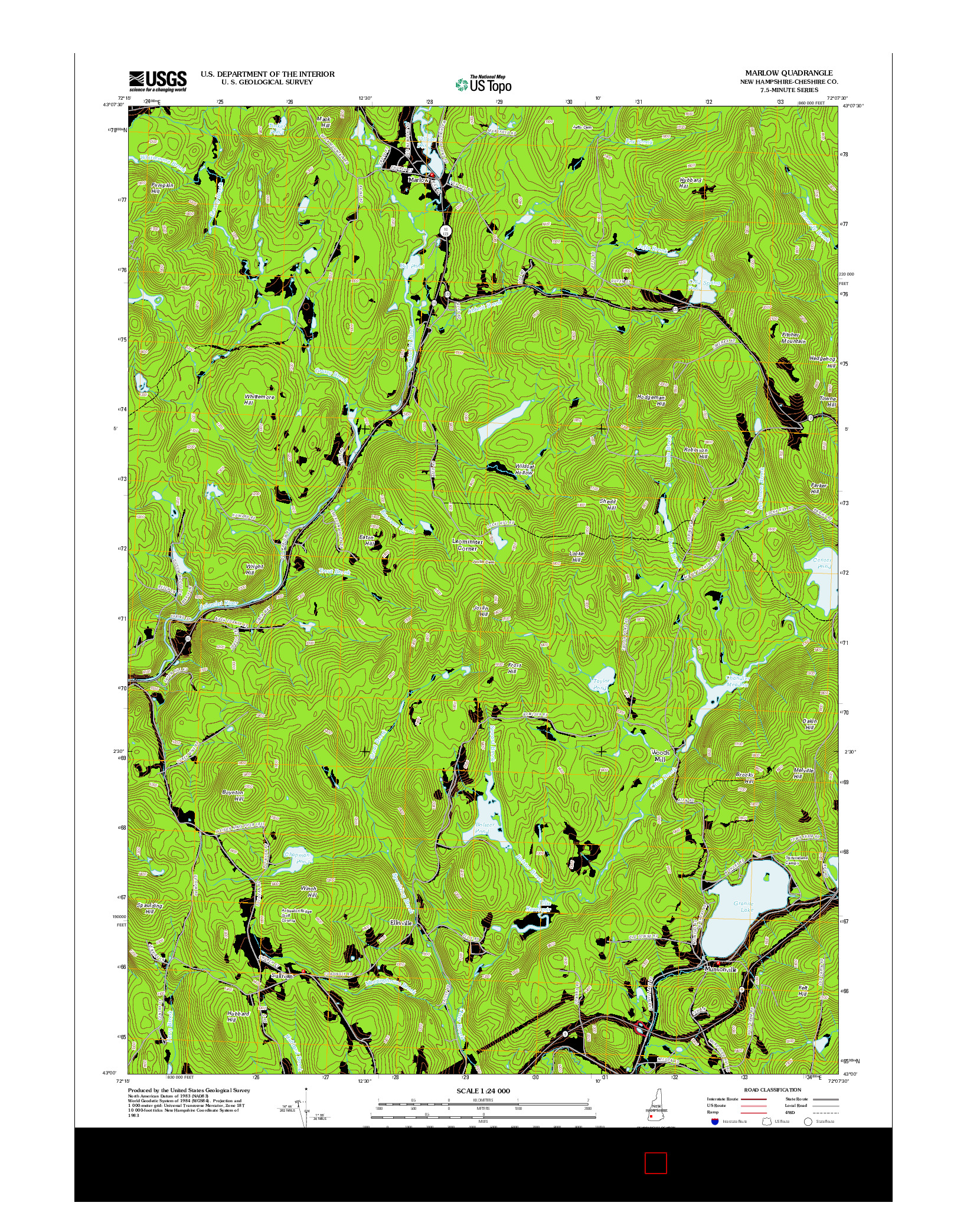 USGS US TOPO 7.5-MINUTE MAP FOR MARLOW, NH 2012