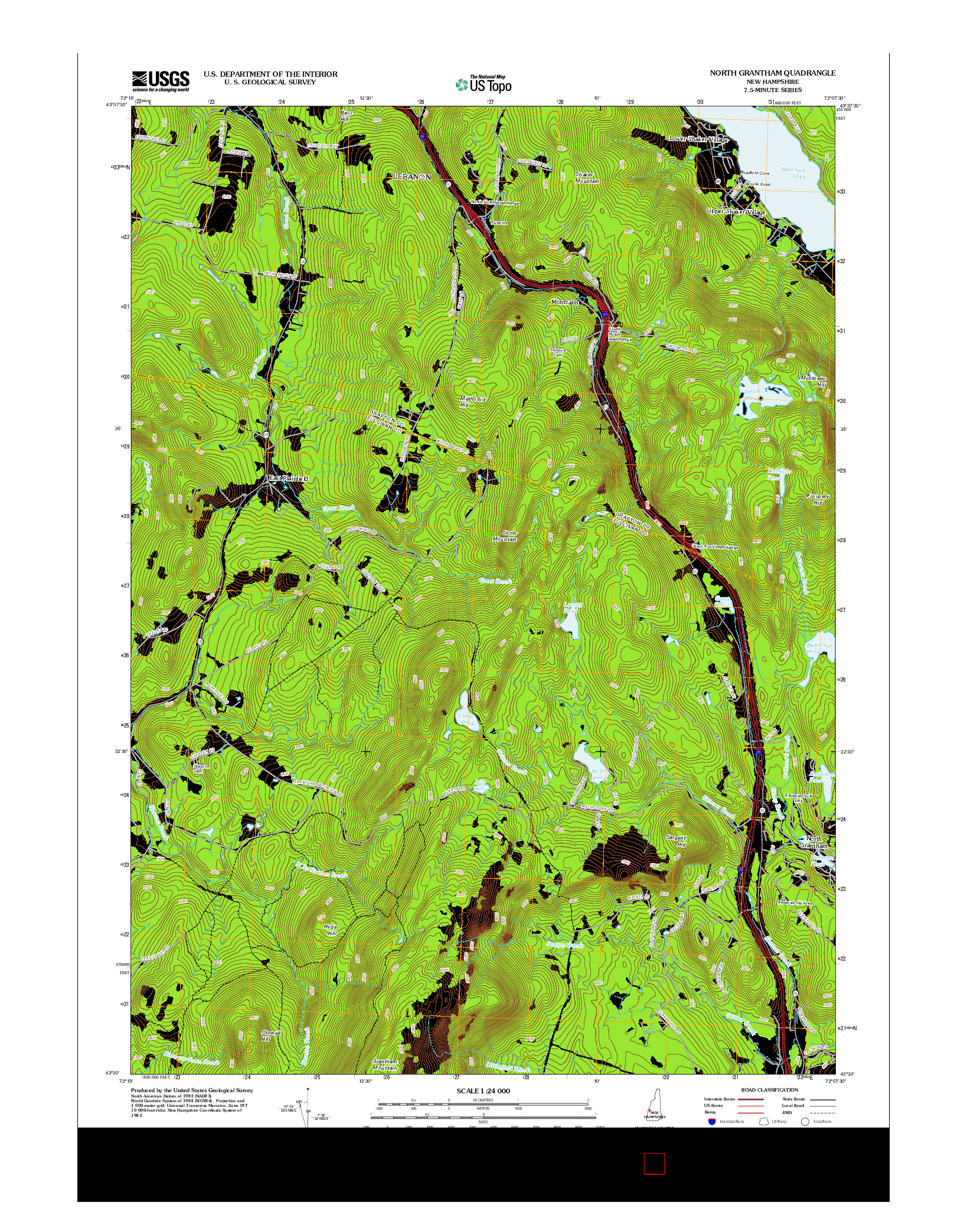 USGS US TOPO 7.5-MINUTE MAP FOR NORTH GRANTHAM, NH 2012